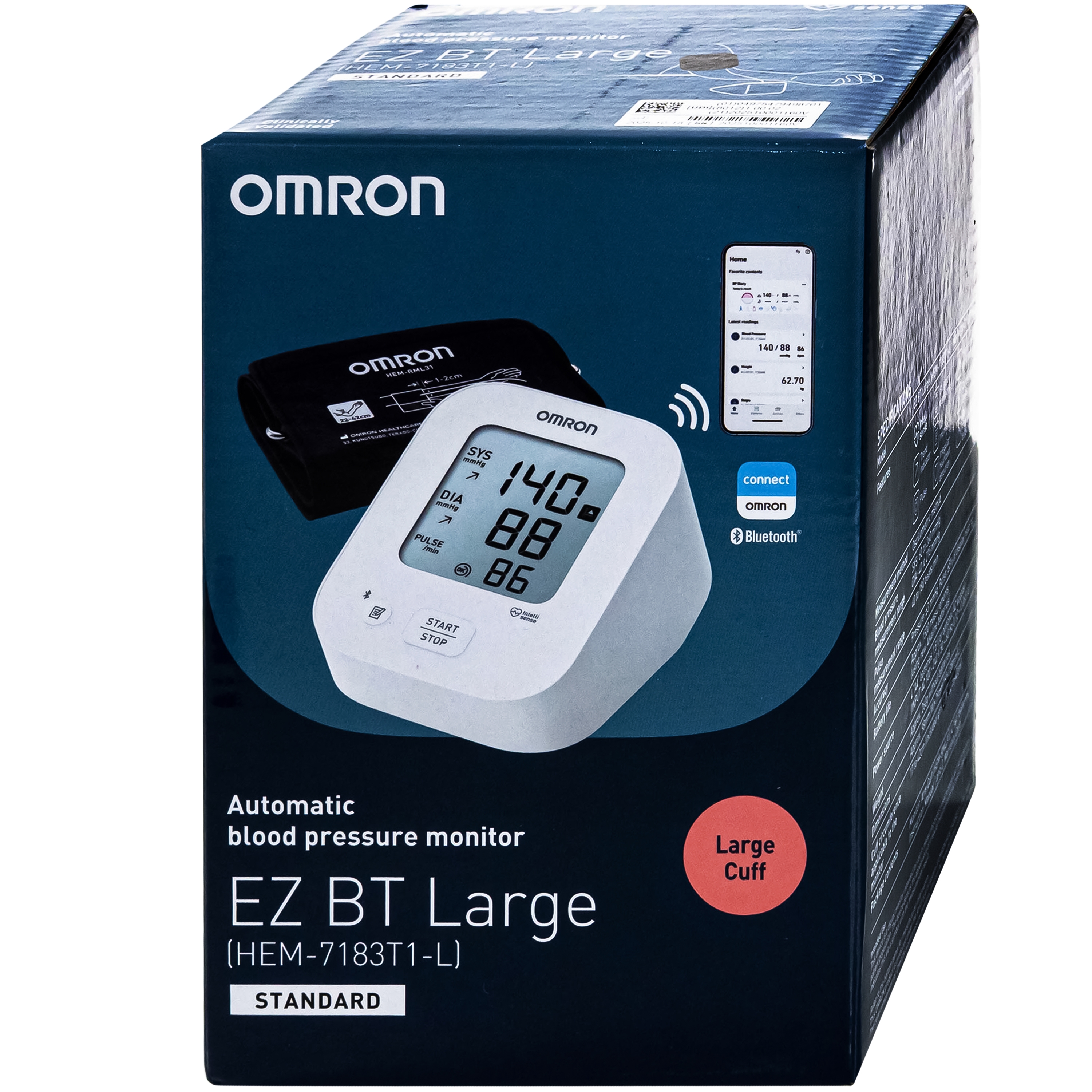 Hình ảnh Máy đo huyết áp bắp tay Omron Ez BT Large Hem 7183T1-L (vòng bít lớn) hỗ trợ đo huyết áp,nhịp tim