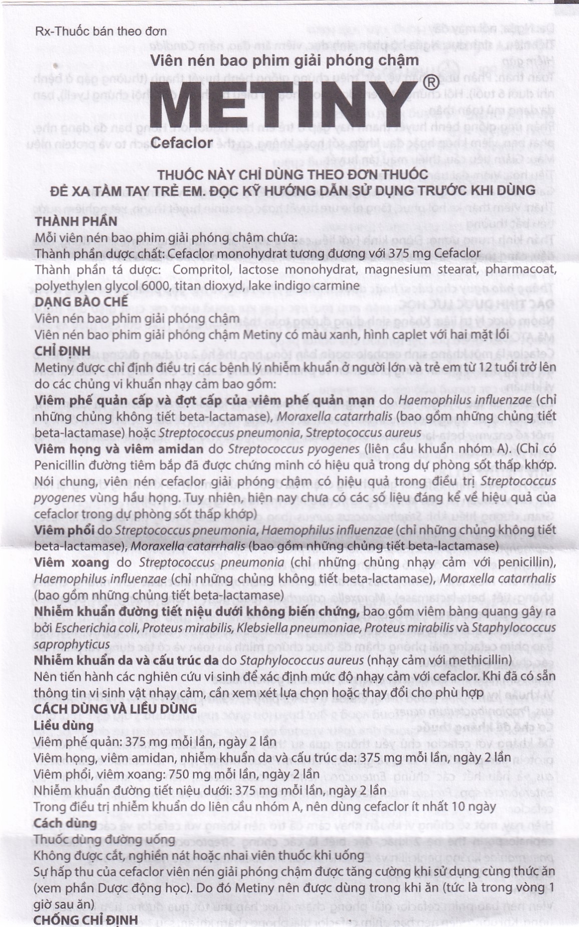 Hình ảnh Thuốc Metiny 375mg Merap Group điều trị các bệnh lý nhiễm trùng viêm phế quản cấp (1 vỉ x 10 viên)