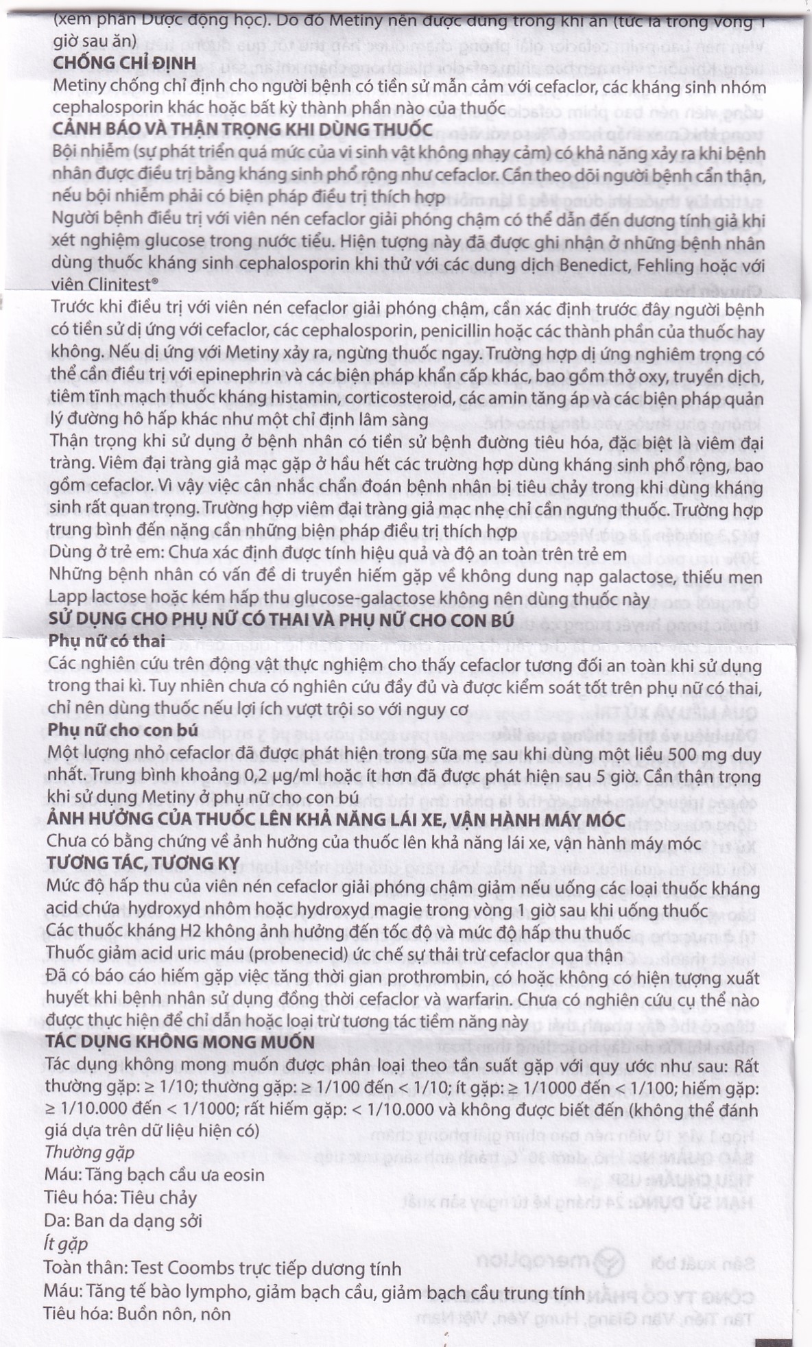 Hình ảnh Thuốc Metiny 375mg Merap Group điều trị các bệnh lý nhiễm trùng viêm phế quản cấp (1 vỉ x 10 viên)