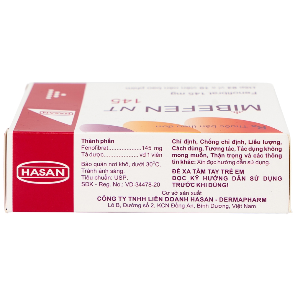 Hình ảnh Thuốc Mibefen NT 145 Hasan điều trị tăng triglycerid huyết nặng (3 vỉ x 10 viên)