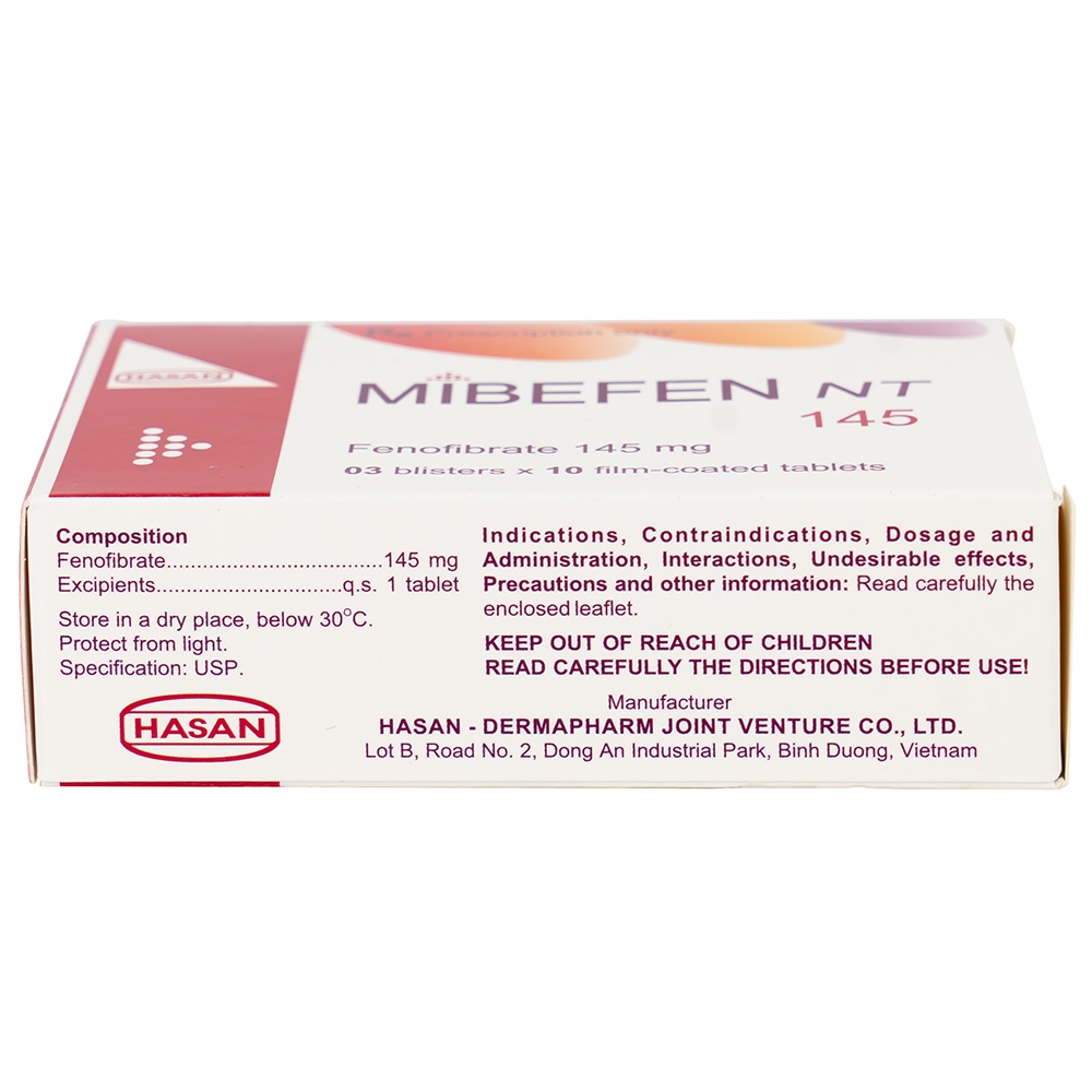 Hình ảnh Thuốc Mibefen NT 145 Hasan điều trị tăng triglycerid huyết nặng (3 vỉ x 10 viên)
