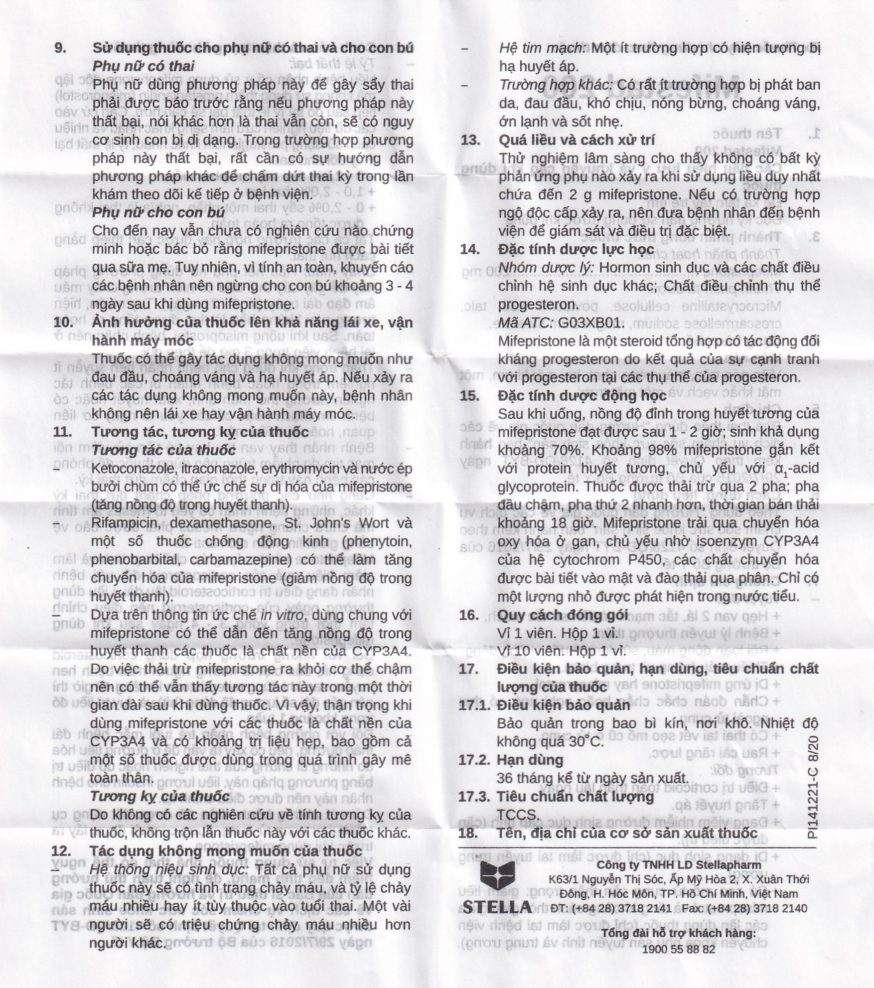 Hình ảnh Thuốc Mifestad 200mg Stella (1 viên)