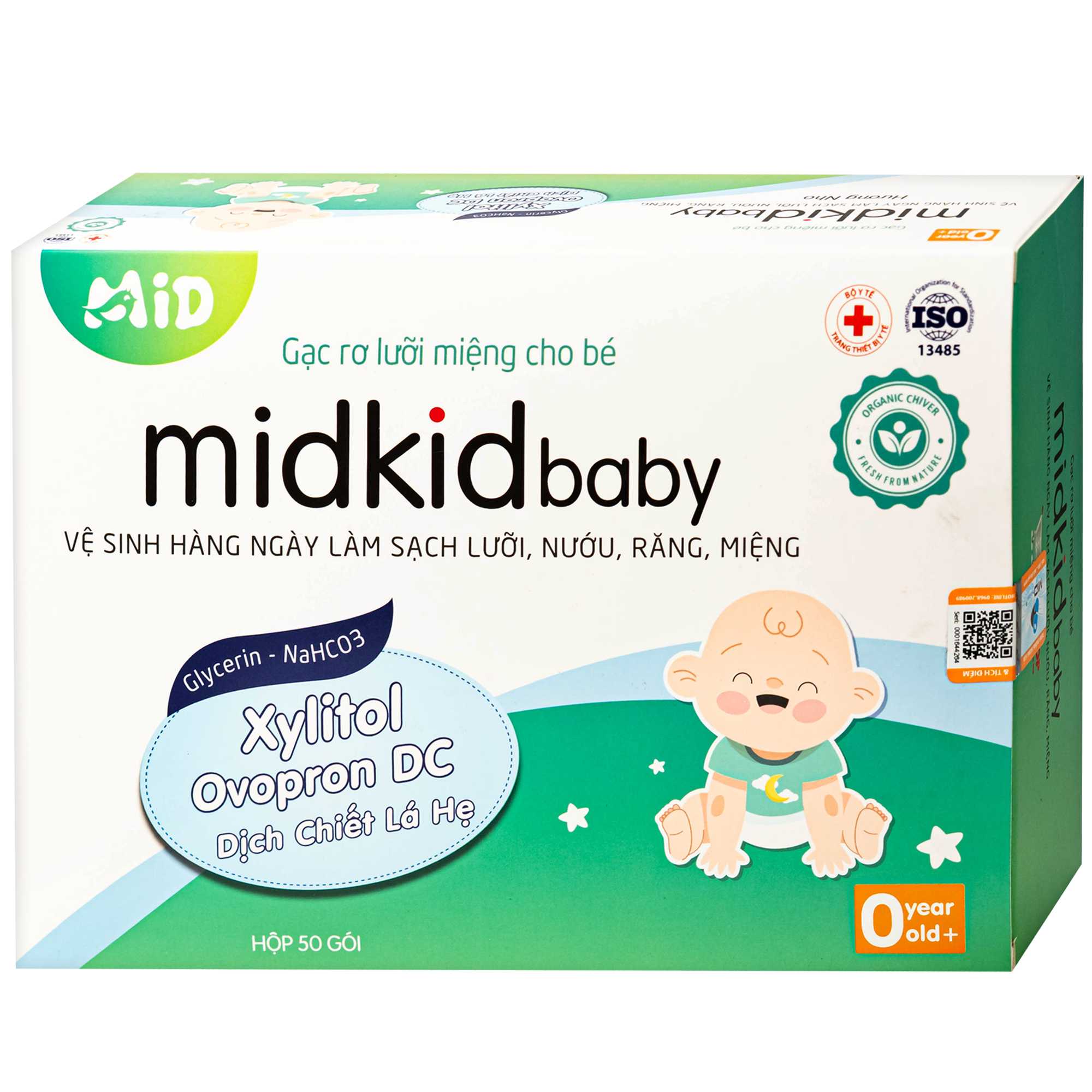 Hình ảnh Gạc răng miệng Midkid baby cho bé sơ sinh làm sạch và bảo vệ răng miệng cho bé (Hộp 50 gói)