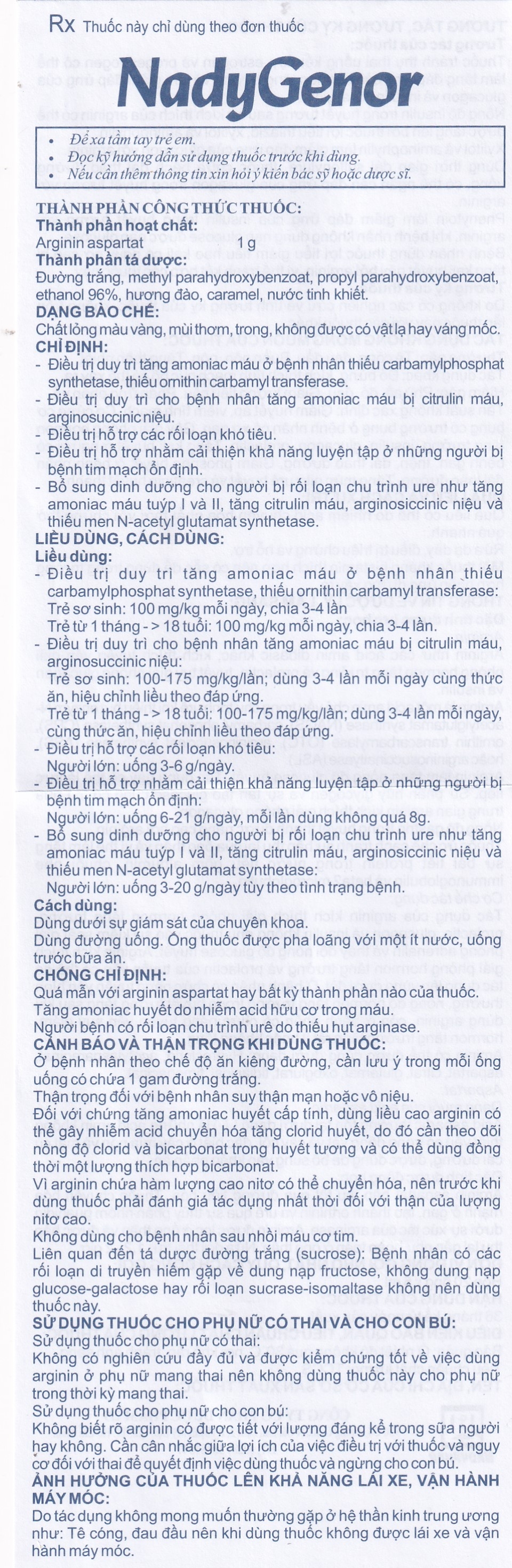 Hình ảnh Thuốc NadyGenor 5ml Nadyphar điều trị duy trì tăng amoniac máu (20 ống)