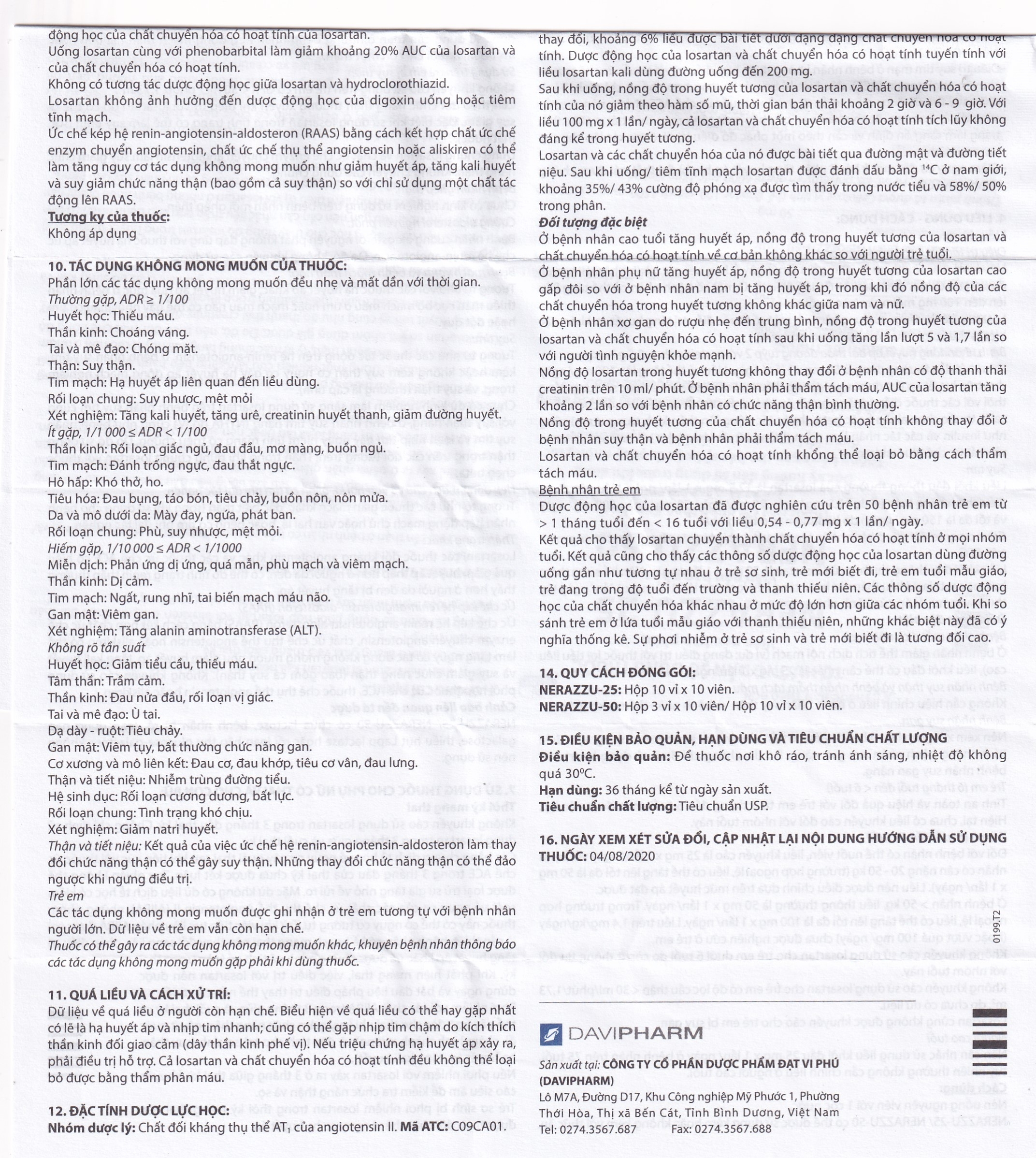 Hình ảnh Thuốc Nerazzu 50 Davipharm điều trị tăng huyết áp (3 vỉ x 10 viên)