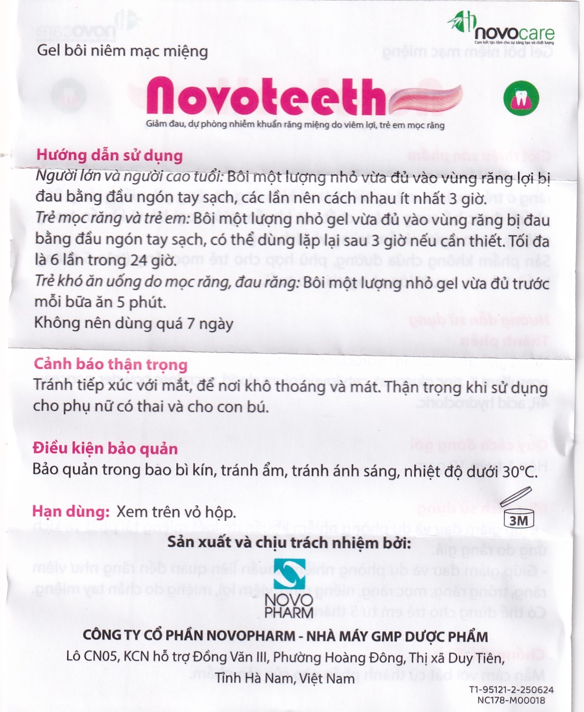 Hình ảnh Gel bôi niêm mạc miệng Novoteeth 10g Novocare giảm đau, dự phòng nhiễm khuẩn răng miệng do trẻ mọc răng