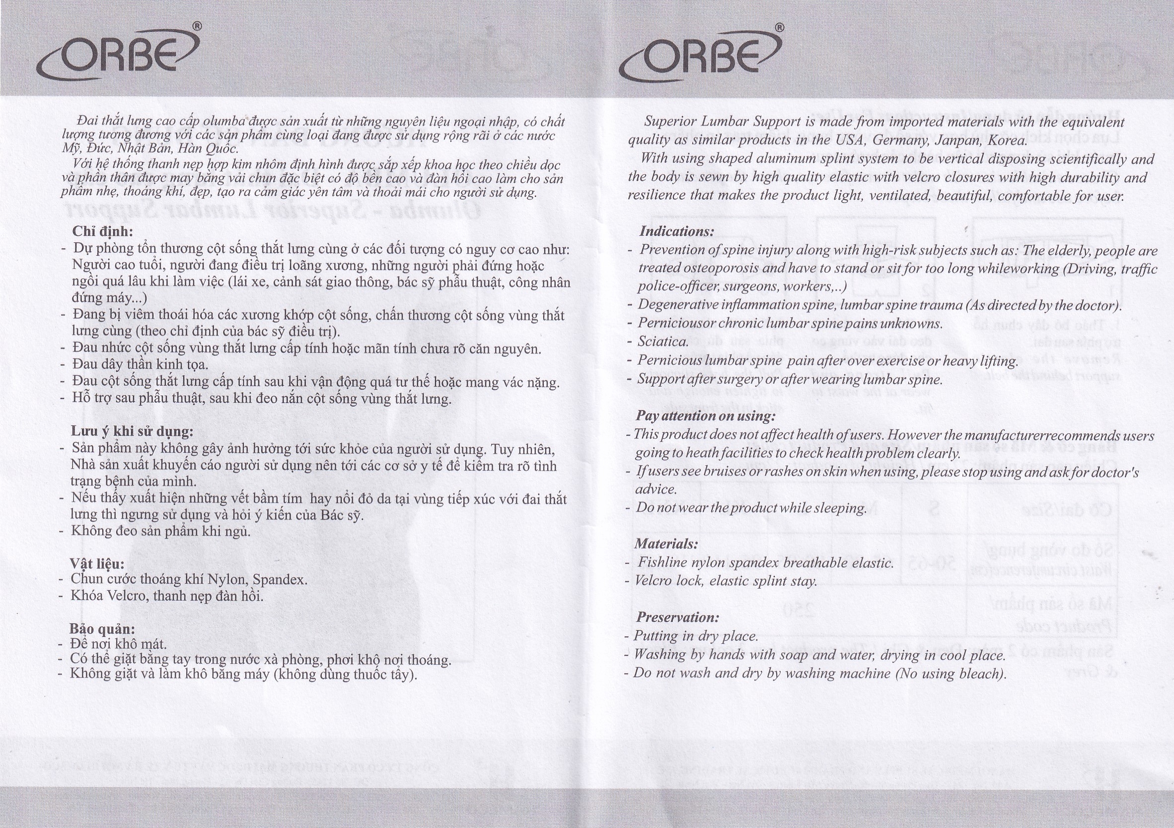 Hình ảnh Đai thắt lưng cao cấp Olumba Size XL dự phòng tổn thương cột sống thắt lưng