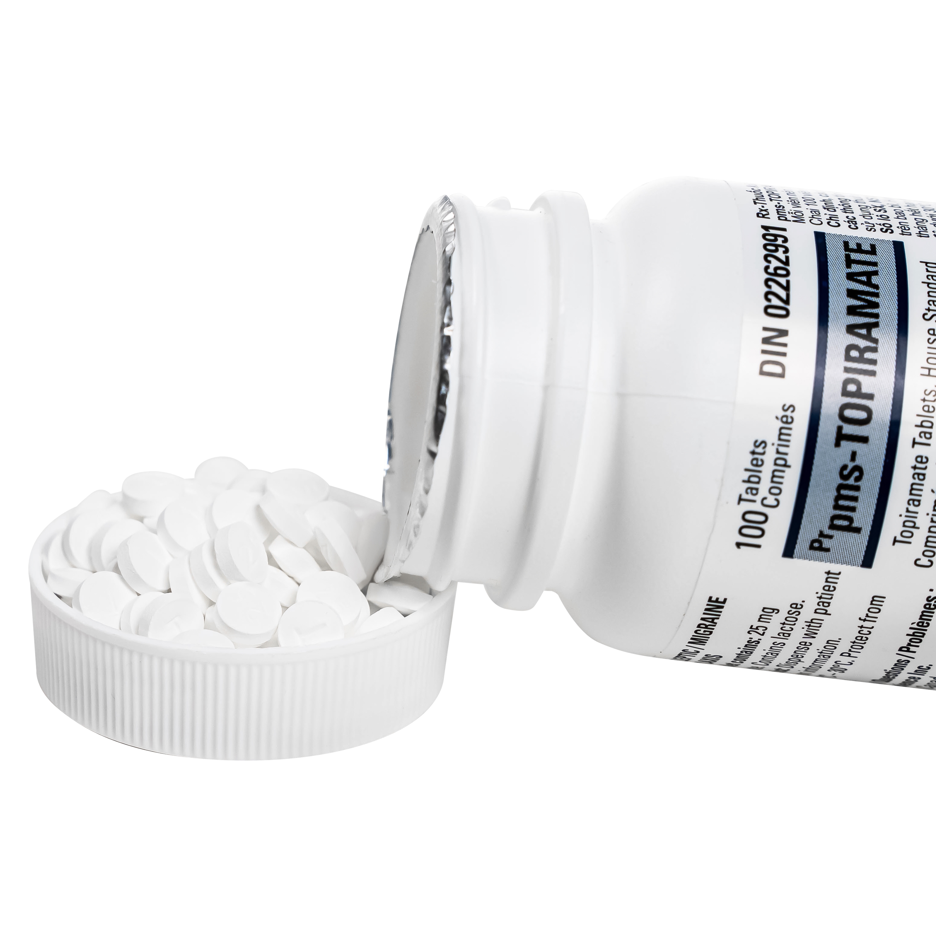 Hình ảnh Thuốc Pms-Topiramate 25mg Pharmascience điều trị động kinh cục bộ, dự phòng đau nửa đầu (Hộp 100 viên)