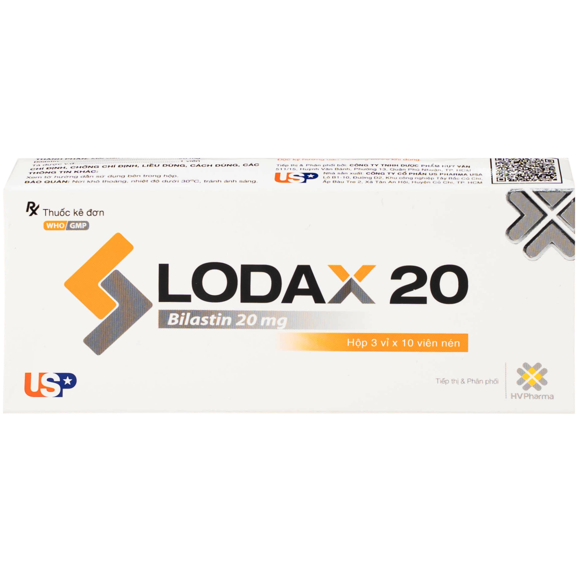Hình ảnh Thuốc Lodax 20mg USP điều trị triệu chứng trong trường hợp viêm mũi dị ứng và mày đay (3 vỉ x 10 viên)
