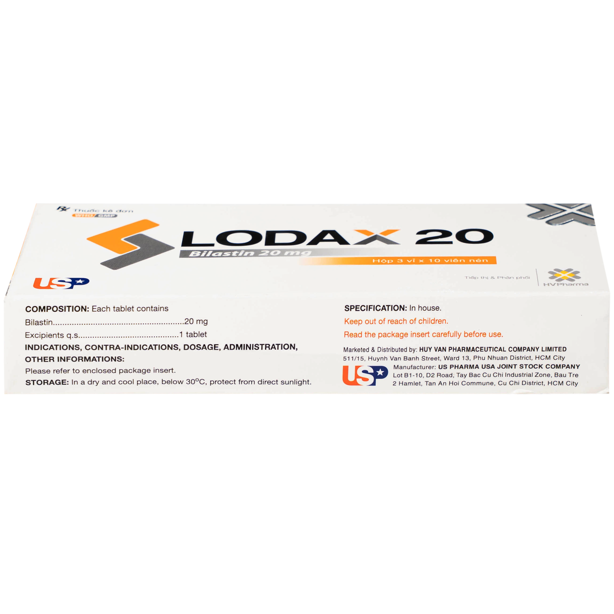 Hình ảnh Thuốc Lodax 20mg USP điều trị triệu chứng trong trường hợp viêm mũi dị ứng và mày đay (3 vỉ x 10 viên)