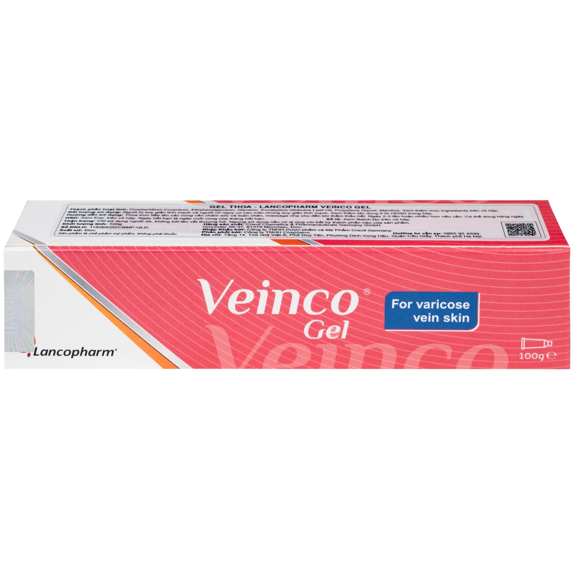Hình ảnh Gel bôi ngừa giãn tĩnh mạch Veinco Lancopharm hộp 100g