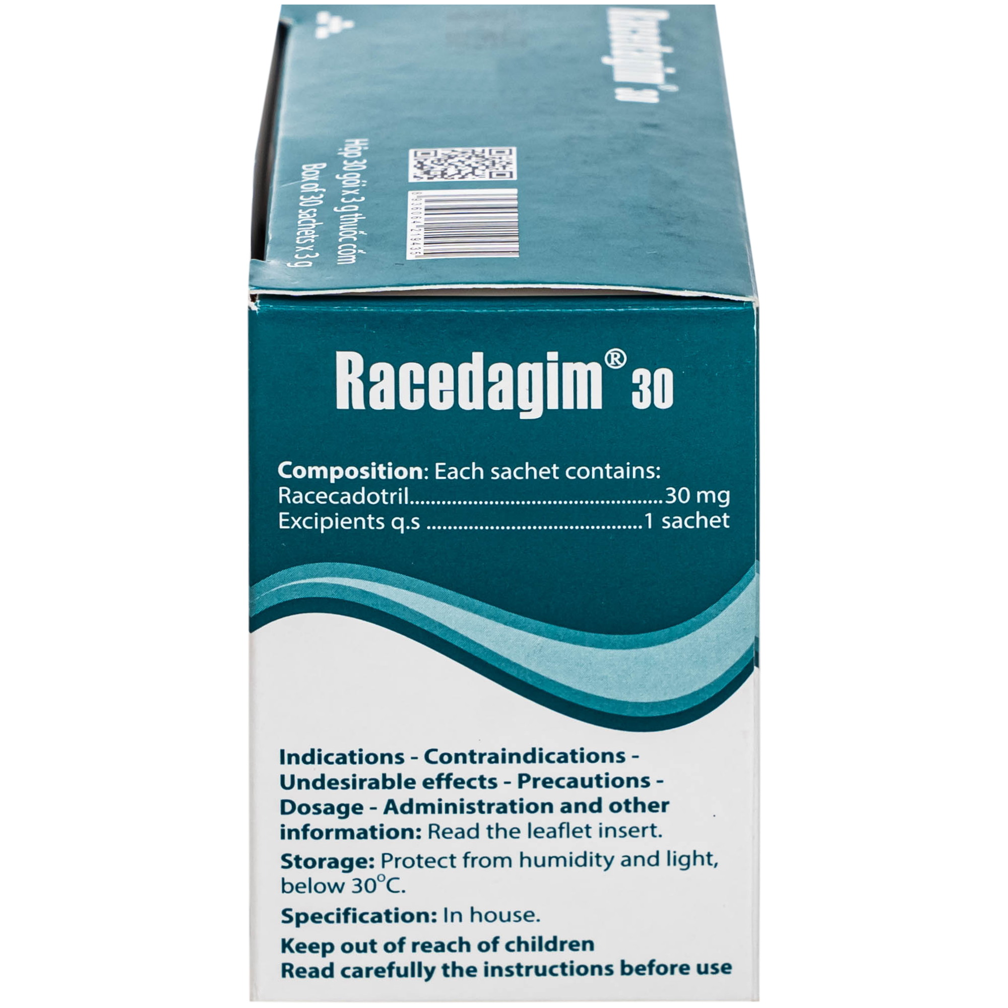 Hình ảnh Thuốc cốm Racedagim 30MG Agimexpharm điều trị tiêu chảy cấp ở trẻ em (30 gói x 3g)
