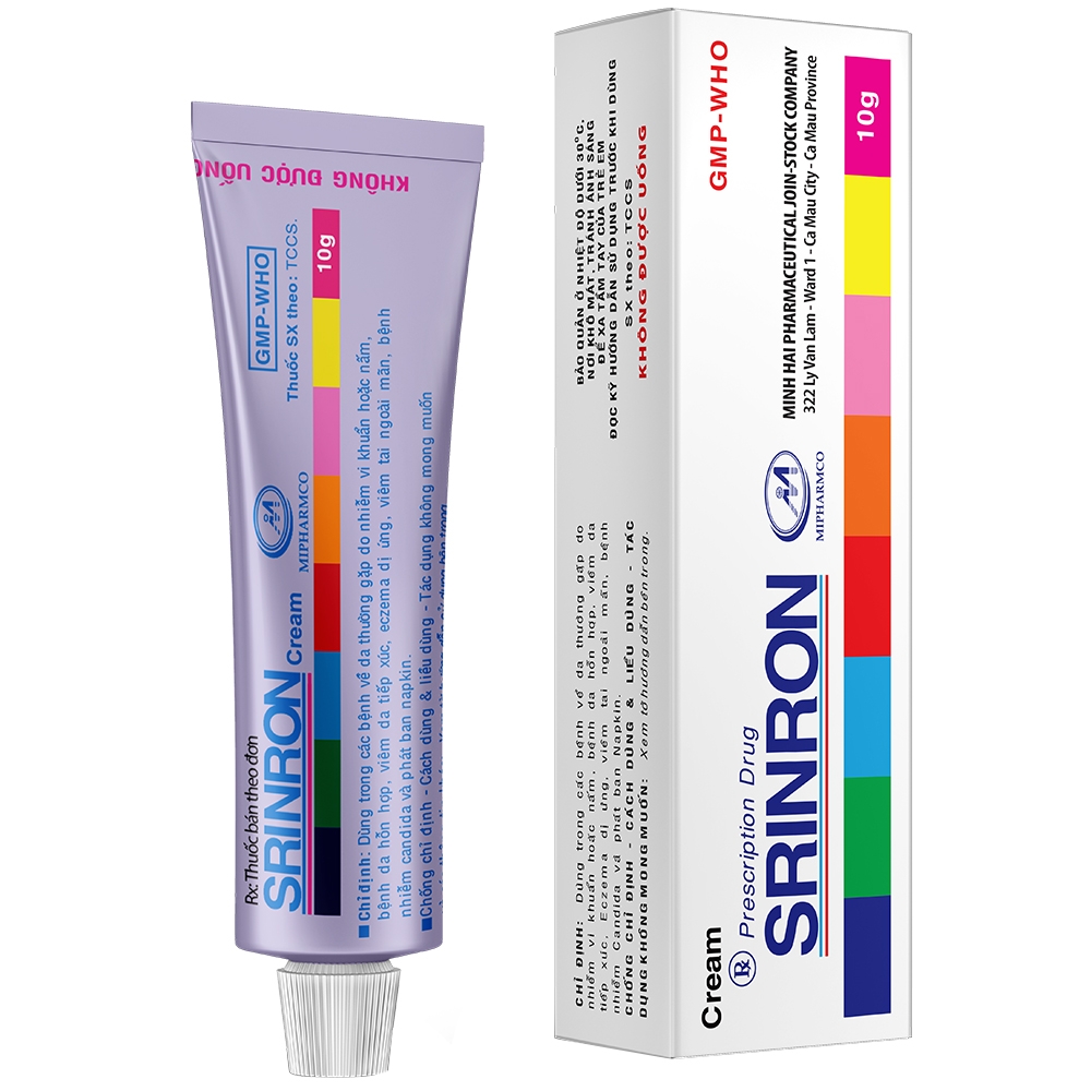 Hình ảnh Kem bôi da Srinron 10g Mipharmco điều trị các bệnh về da do nhiễm khuẩn hoặc nấm, bệnh da hỗn hợp