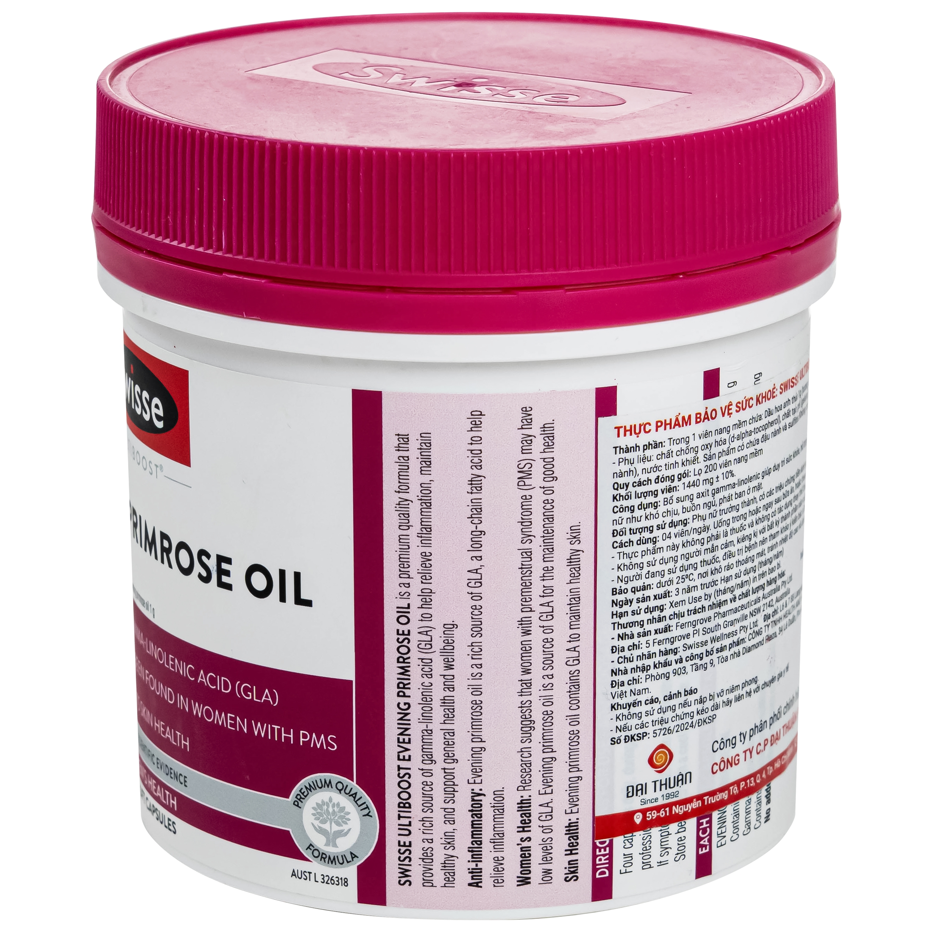 Hình ảnh Viên uống hỗ trợ giảm triệu chứng tiền kinh nguyệt Evening Primrose Oil Swisse (200 viên)