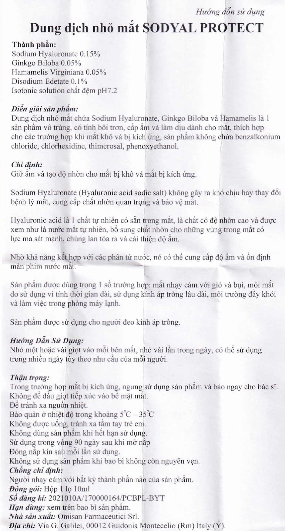 Hình ảnh Dung dịch nước mắt nhân tạo Sodyal Protect 10ml Omisan cấp ẩm và làm dịu dành, cấp ẩm cho mắt