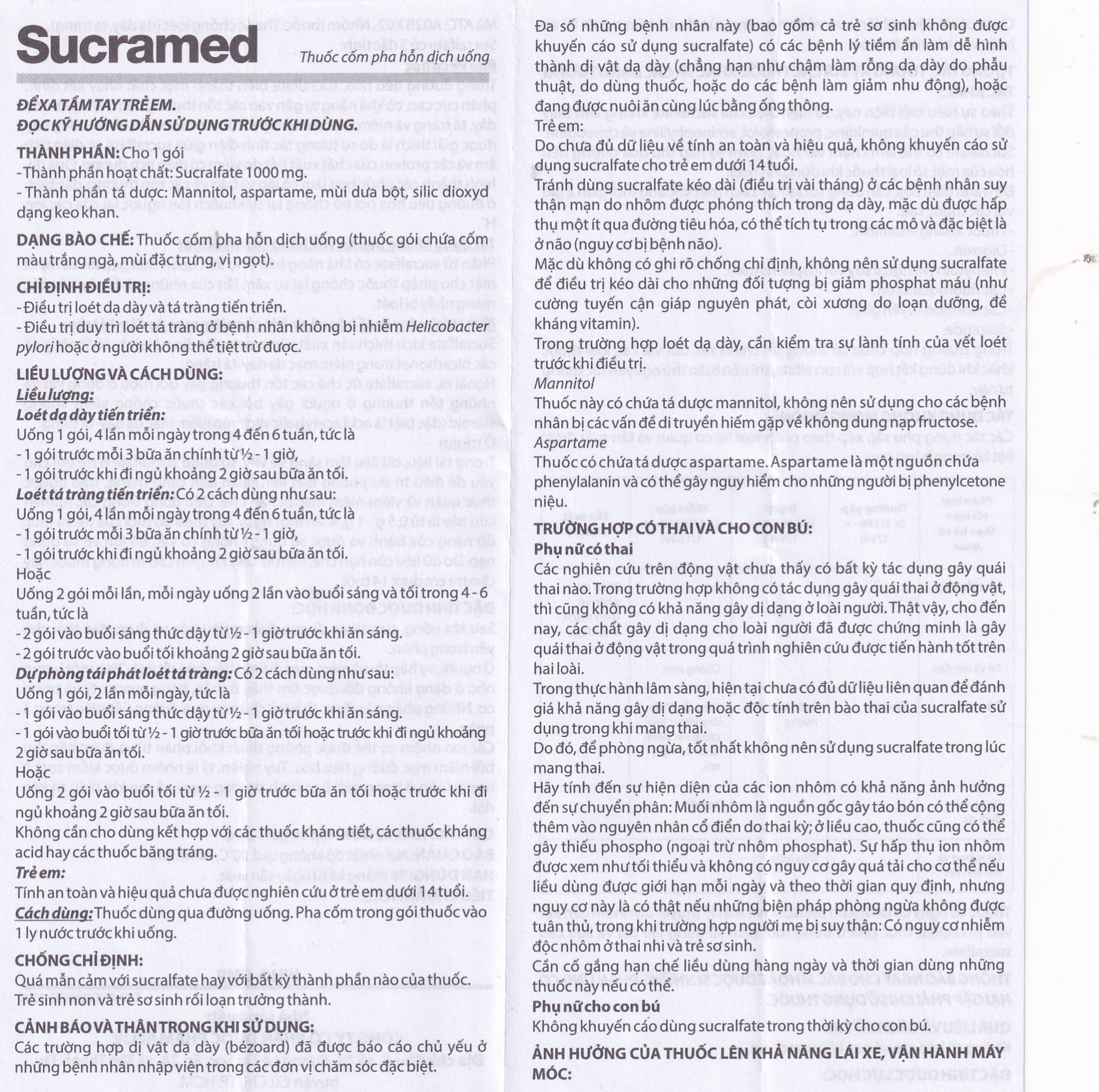 Hình ảnh Thuốc cốm pha hỗn dịch uống Sucramed Sucralfat 1000mg Reliv điều trị loét dạ dày và tá tràng (30 gói)