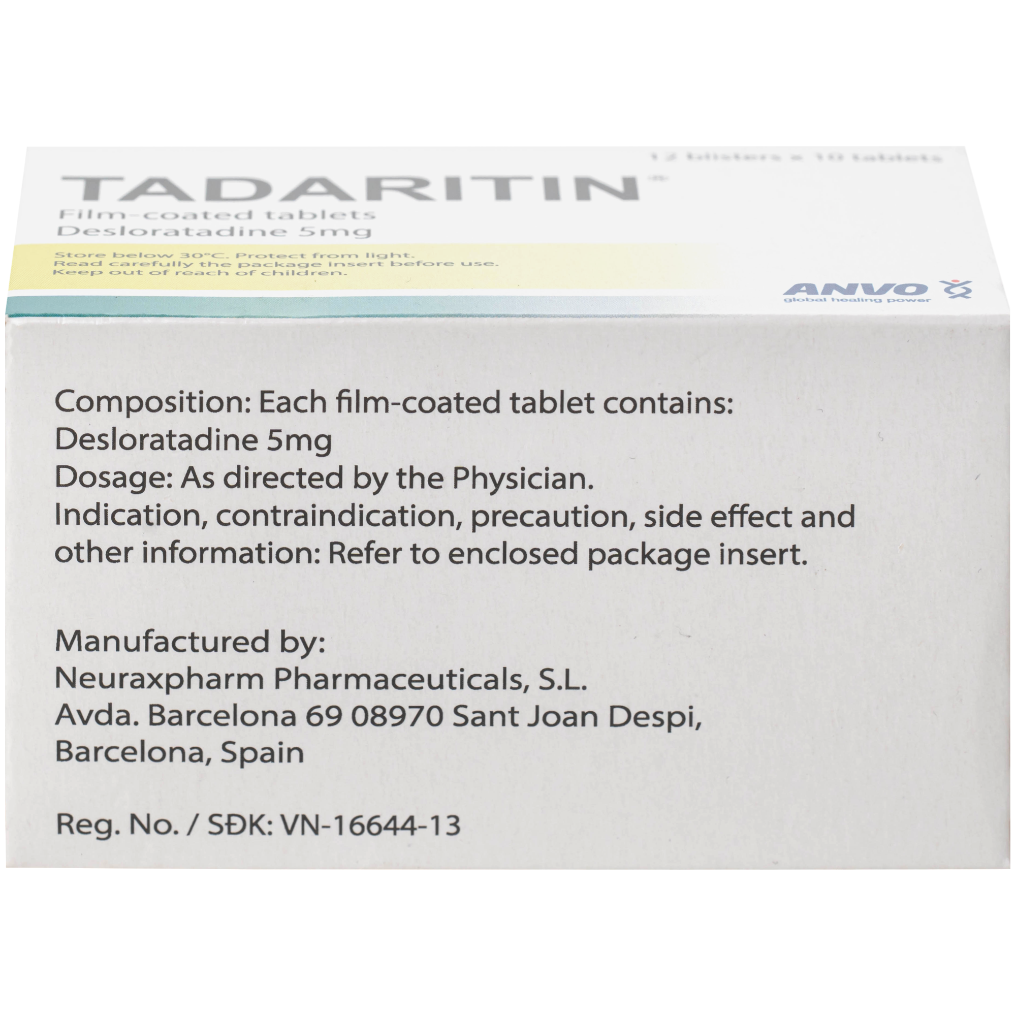 Hình ảnh Thuốc Tadaritin 5mg Anvo Giảm viêm mũi dị ứng, mày đay (12 vỉ x 10 viên)