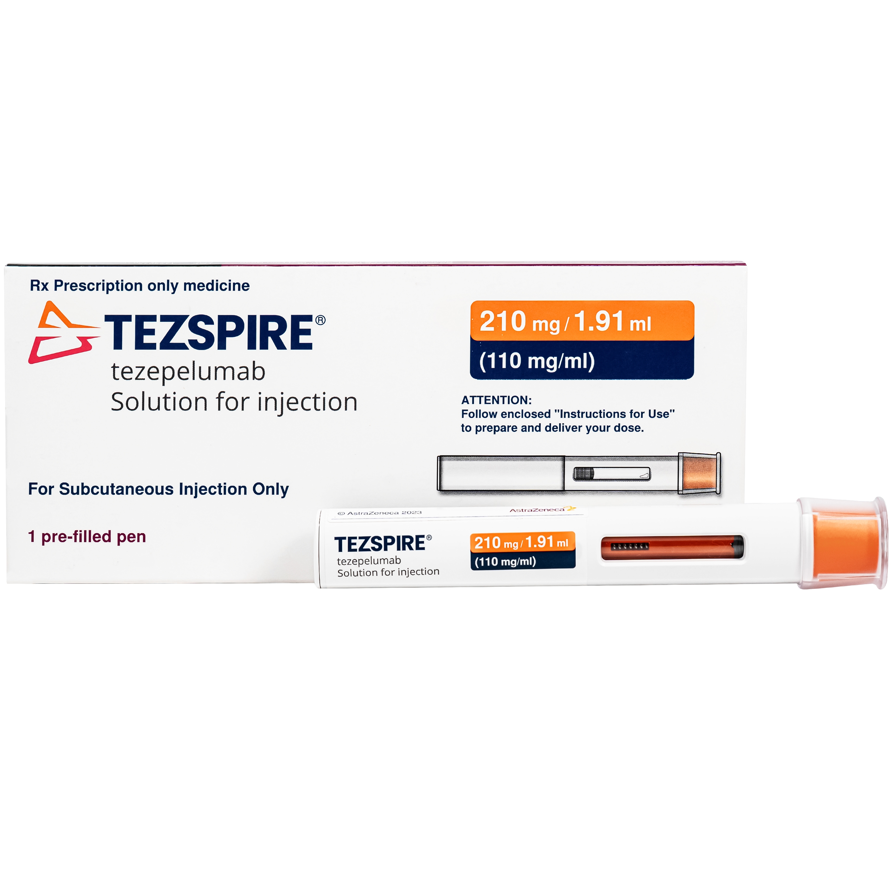 Hình ảnh Dung dịch bút tiêm Tezspire 210mg Astrazeneca được chỉ định điều trị duy trì cho người lớn và trẻ vị thành niên từ 12 tuổi trở lên bị hen nặng (1.91ml)