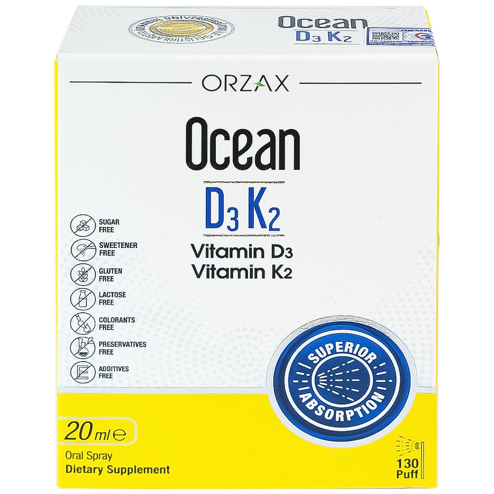 Hình ảnh Dung dịch DubOcean D3K2 Orzax 20ml bổ sung Vitamin D3 và Vitamin K