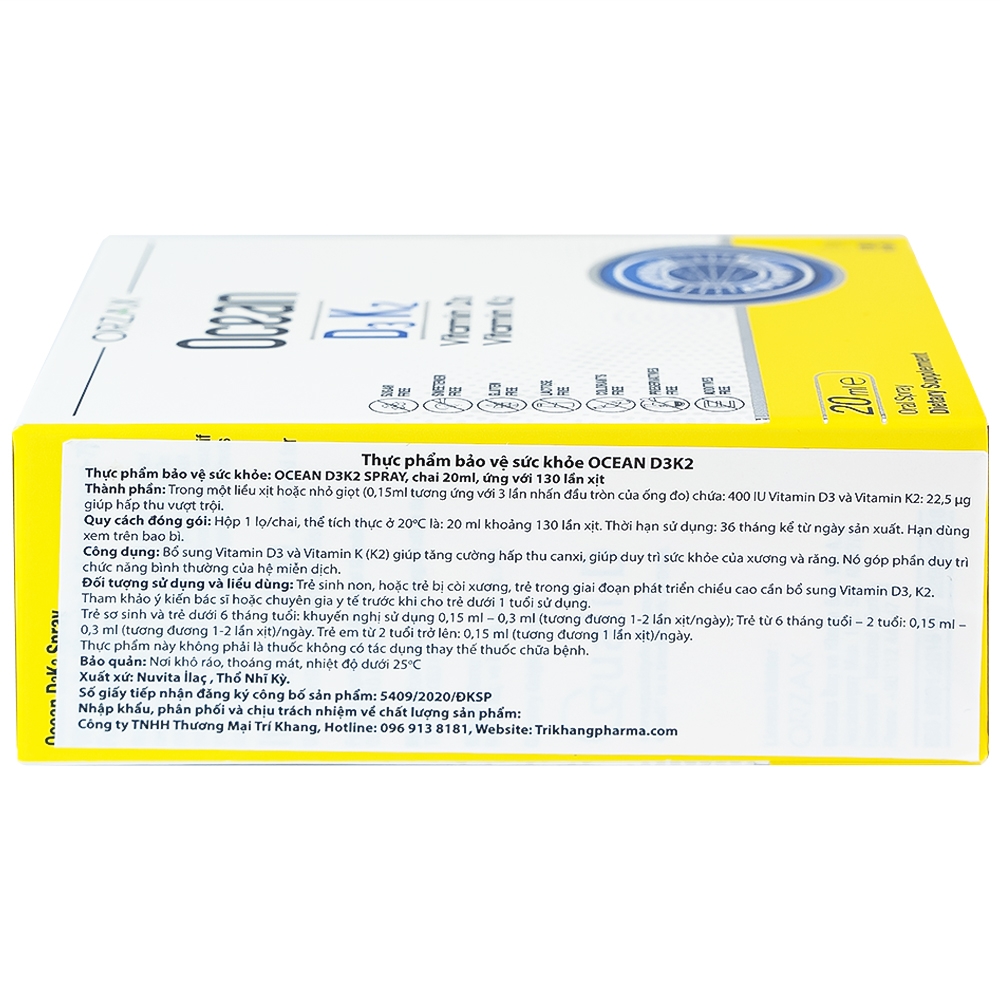 Hình ảnh Dung dịch DubOcean D3K2 Orzax 20ml bổ sung Vitamin D3 và Vitamin K