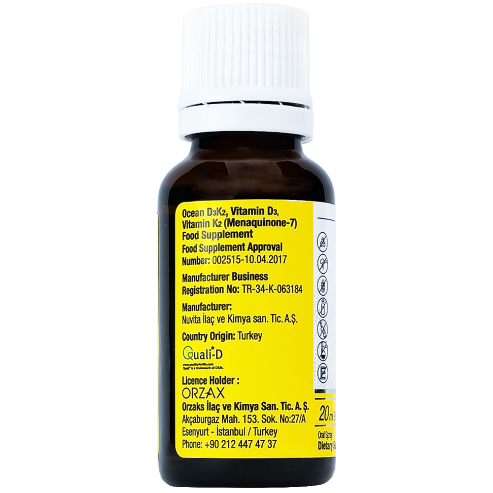 Hình ảnh Dung dịch DubOcean D3K2 Orzax 20ml bổ sung Vitamin D3 và Vitamin K