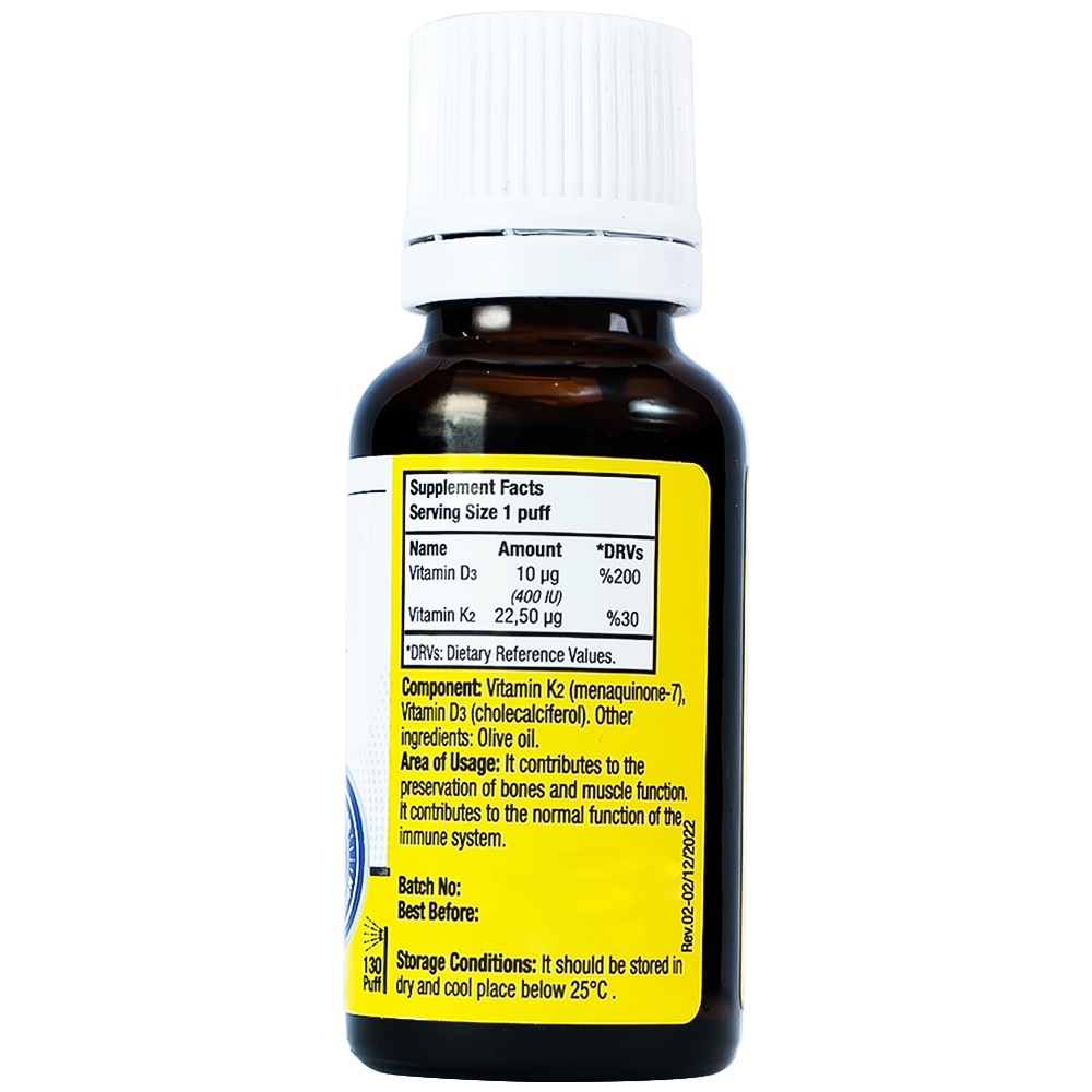 Hình ảnh Dung dịch DubOcean D3K2 Orzax 20ml bổ sung Vitamin D3 và Vitamin K
