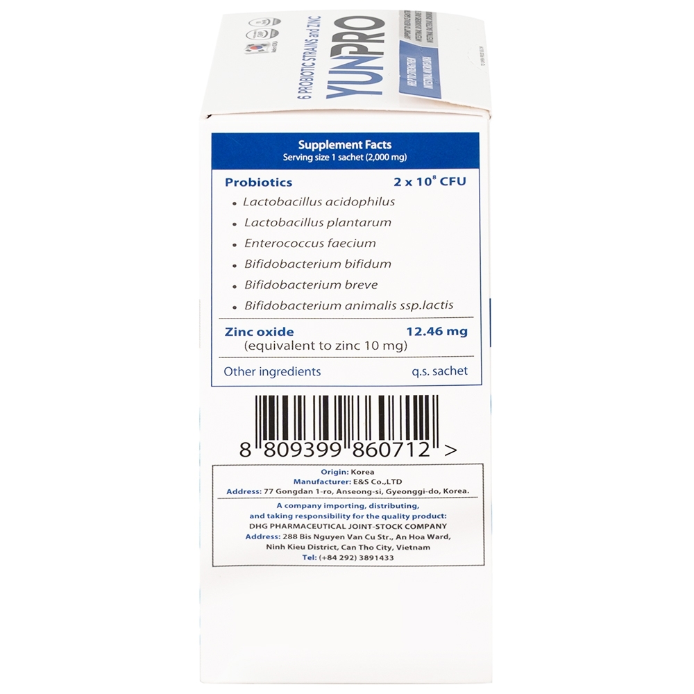 Hình ảnh Men vi sinh Yunpro 2g DHG Pharma cân bằng hệ vi sinh đường ruột, giảm rối loạn tiêu hóa (20 gói)