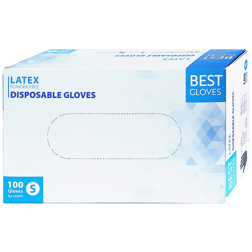 Hình ảnh Găng tay cao su y tế không bột phủ Latex Powder Free Disposable Best Gloves size S (100 cái)