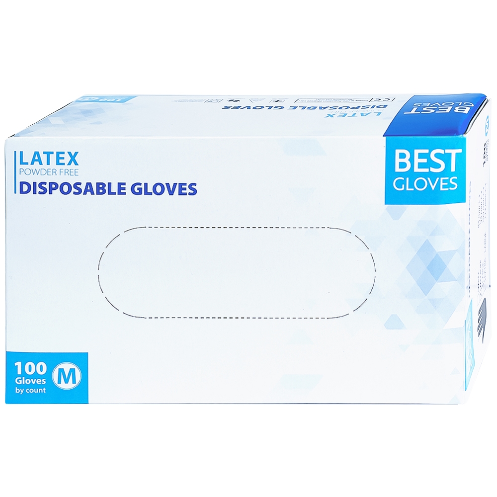 Hình ảnh Găng tay cao su y tế không bột phủ Latex Powder Free Disposable Best Gloves size M (100 cái)