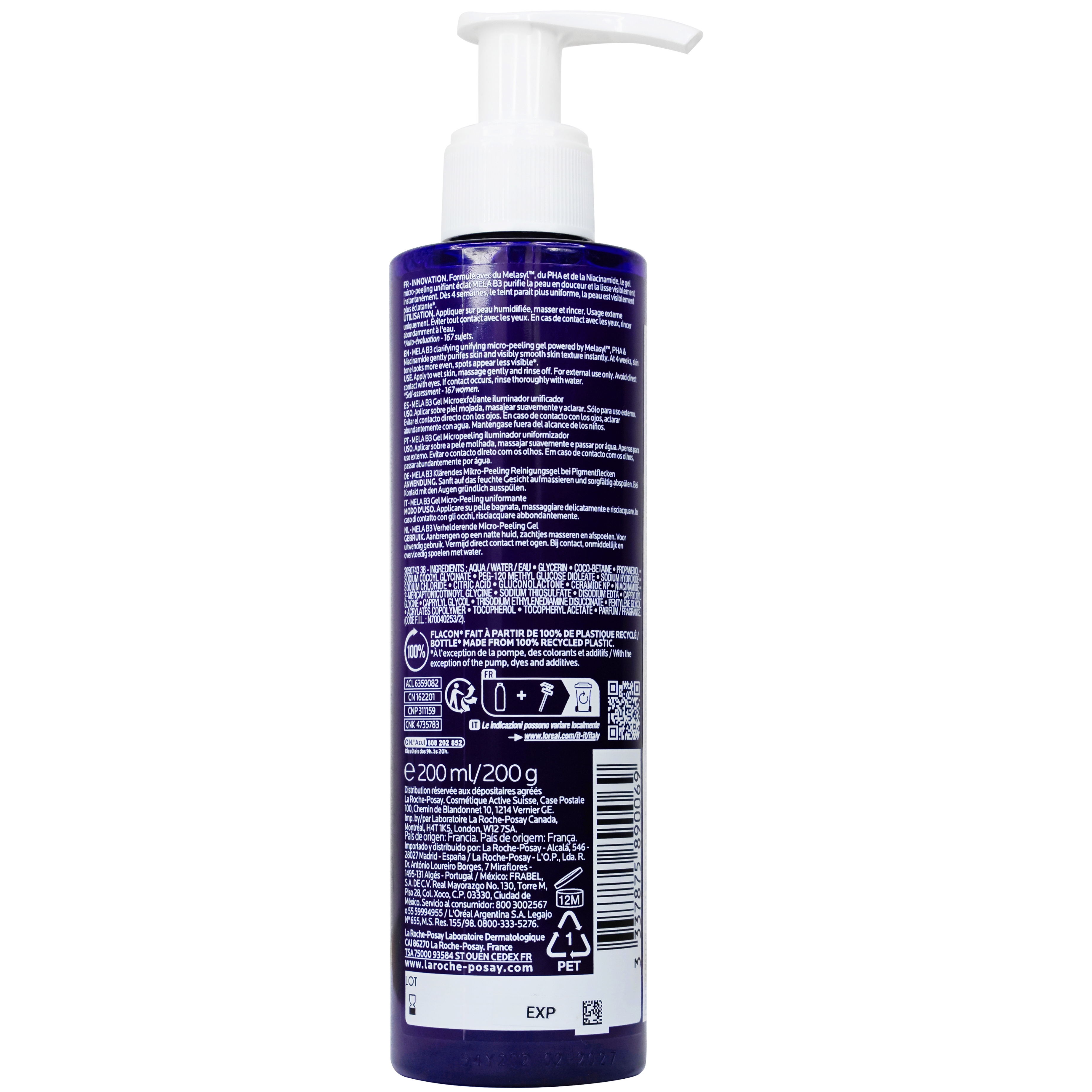 Hình ảnh Sữa rửa mặt La Roche-Posay Mela B3 Gel Micro-Peeling Clarifying 200ml mờ thâm nám, dưỡng da sáng và đều màu