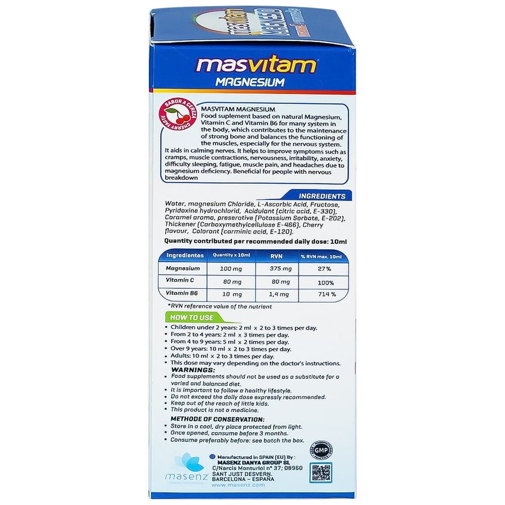Hình ảnh Dung dịch Masvitam Magnesium + Vit C + Vic B6 150ml bổ sung Magnesium, Vitamin C và Vitamin B6 cho cơ thể
