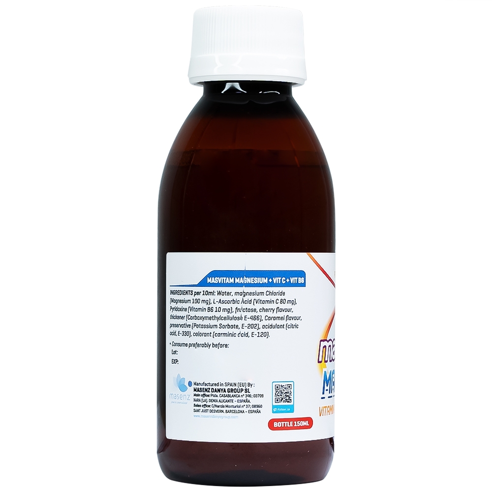 Hình ảnh Dung dịch Masvitam Magnesium + Vit C + Vic B6 150ml bổ sung Magnesium, Vitamin C và Vitamin B6 cho cơ thể