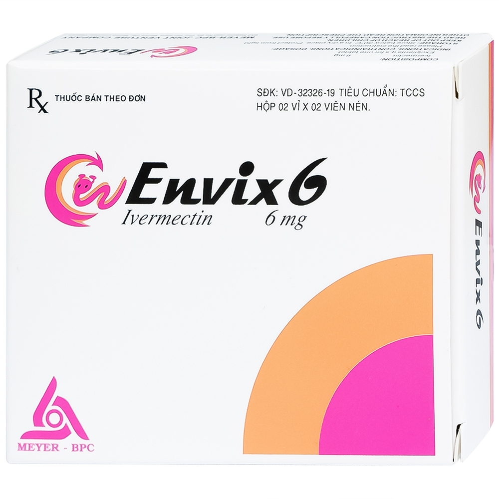 Hình ảnh Thuốc Envix 6 Meyer - BPC điều trị giun chỉ Onchocerca, giun lươn ở ruột (2 vỉ x 2 viên)