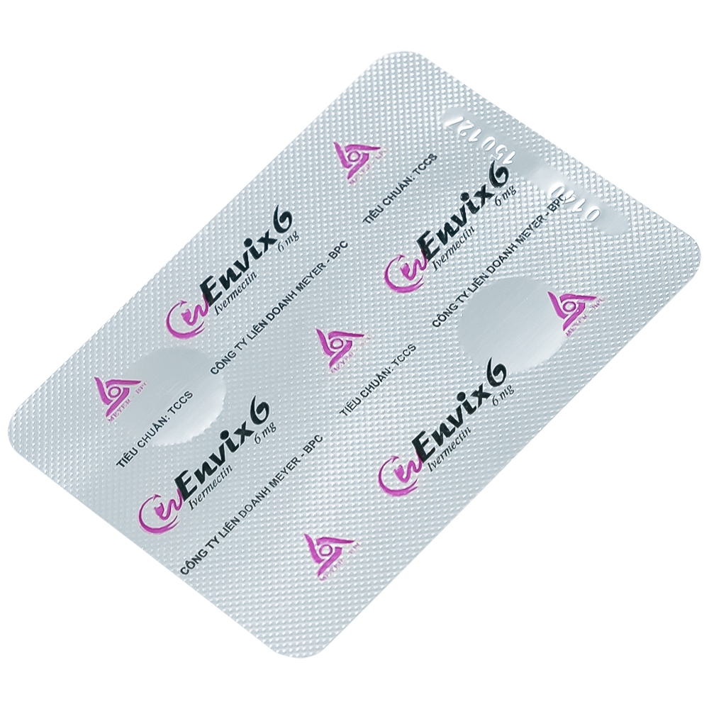Hình ảnh Thuốc Envix 6 Meyer - BPC điều trị giun chỉ Onchocerca, giun lươn ở ruột (2 vỉ x 2 viên)