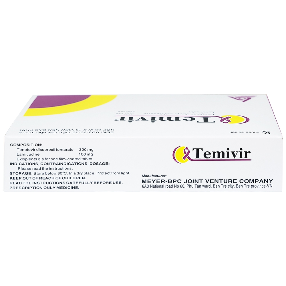 Hình ảnh Thuốc Temivir Meyer - BPC hỗ trợ điều trị nhiễm HIV-I hoặc điều trị viêm gan B mạn tính (3 vỉ x 10 viên)