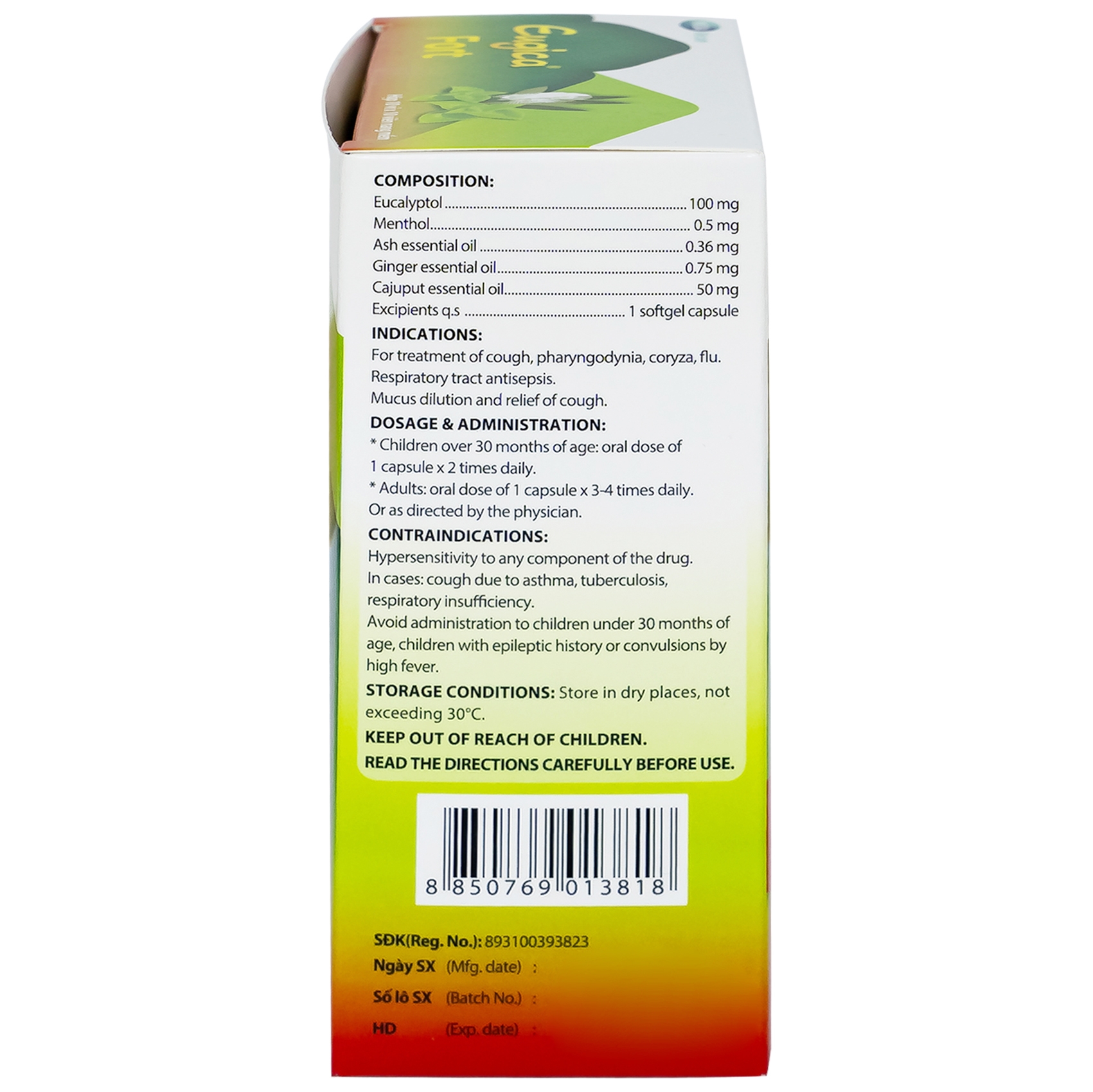 Hình ảnh Thuốc Eugica Fort DHG điều trị các chứng ho, đau họng, sổ mũi, cảm cúm (10 vỉ x 10 viên)