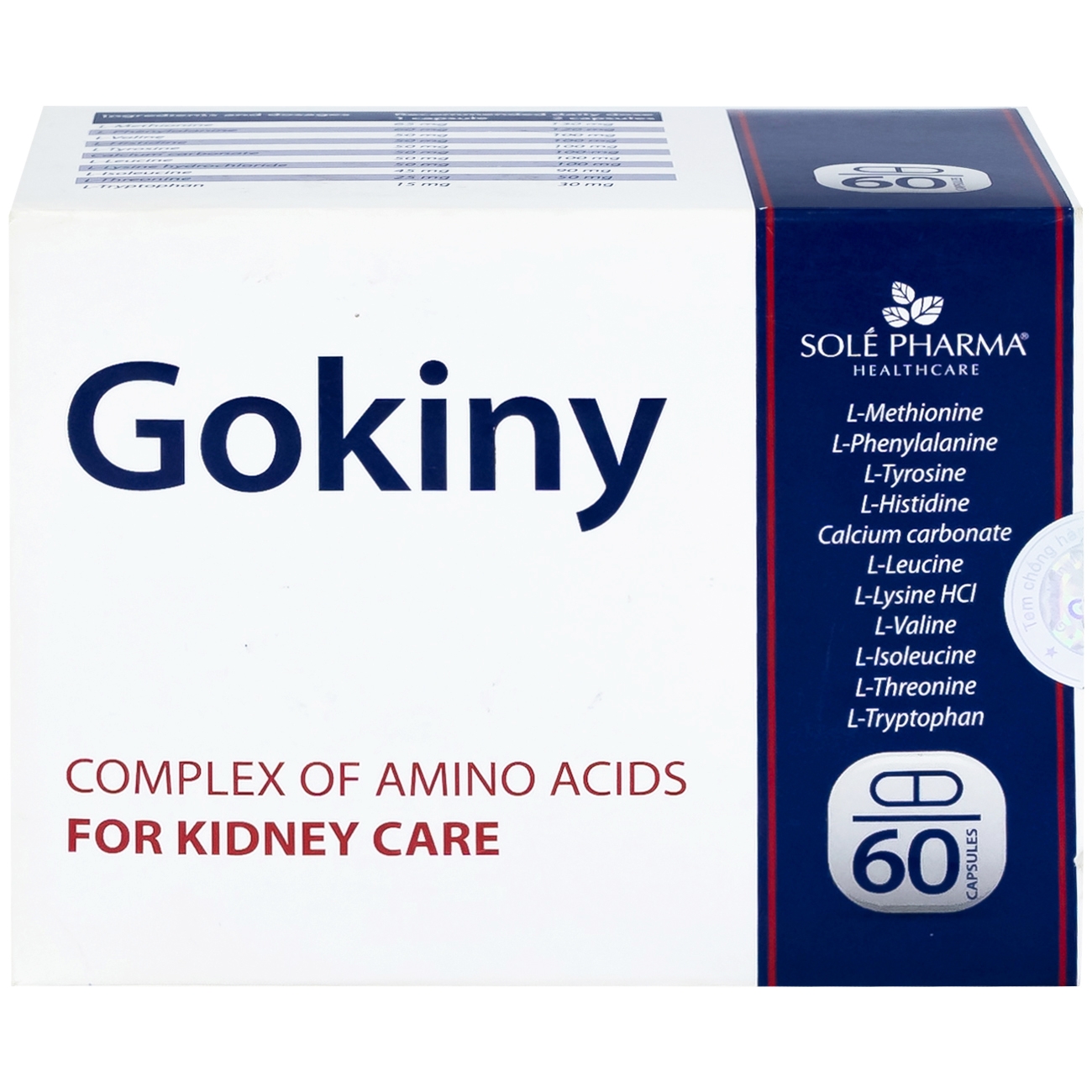 Hình ảnh Viên uống Gokiny Solé Pharm bổ sung các amino acid cho cơ thể, tăng cường sức khỏe (6 vỉ x 10 viên)