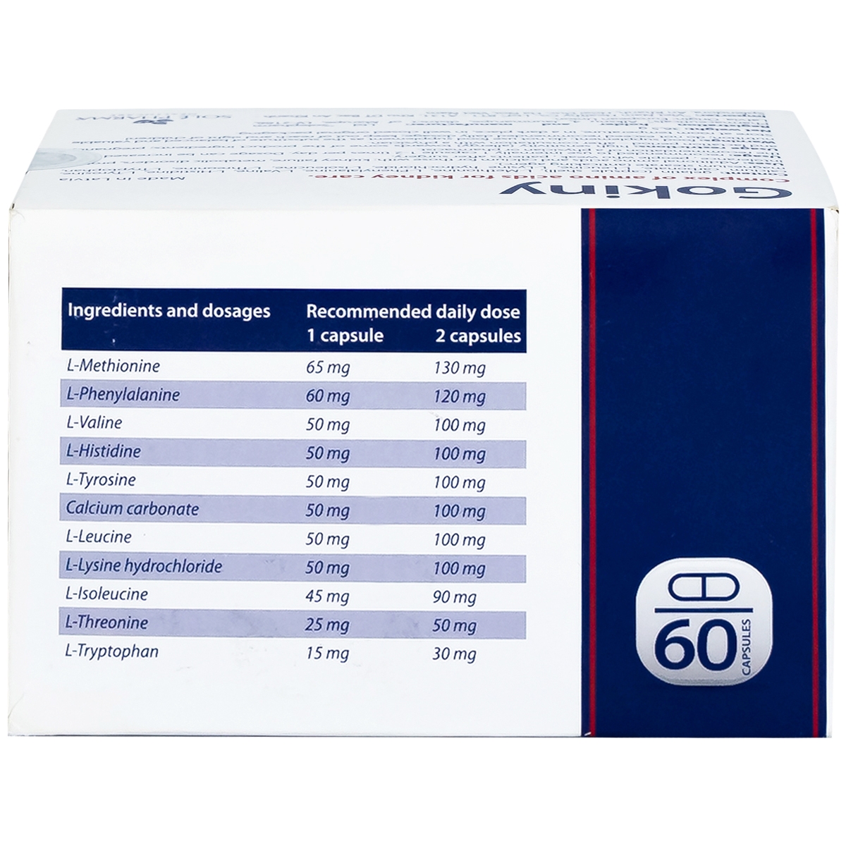 Hình ảnh Viên uống Gokiny Solé Pharm bổ sung các amino acid cho cơ thể, tăng cường sức khỏe (6 vỉ x 10 viên)