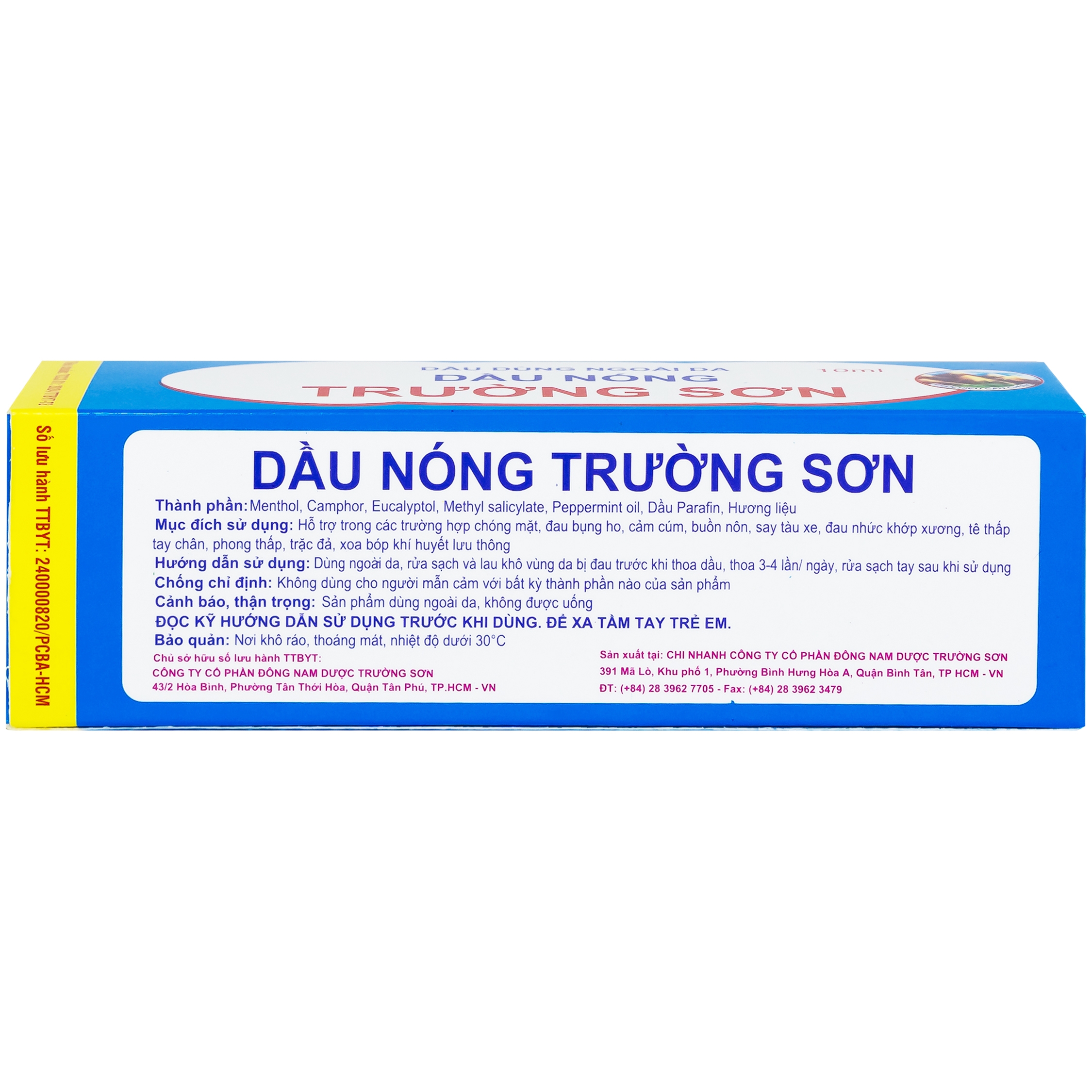 Hình ảnh Dầu nóng Trường Sơn 10ml hỗ trợ các trường hợp chóng mặt, đau bụng, ho, cảm cúm (10 chai)