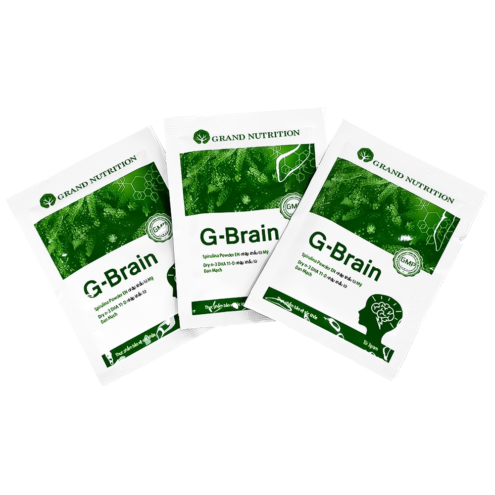 Hình ảnh Cốm Trí Não G-Brain 3g Grand Nutrition bổ sung DHA và các vitamin hỗ trợ phát triển não bộ cho trẻ (30 gói)