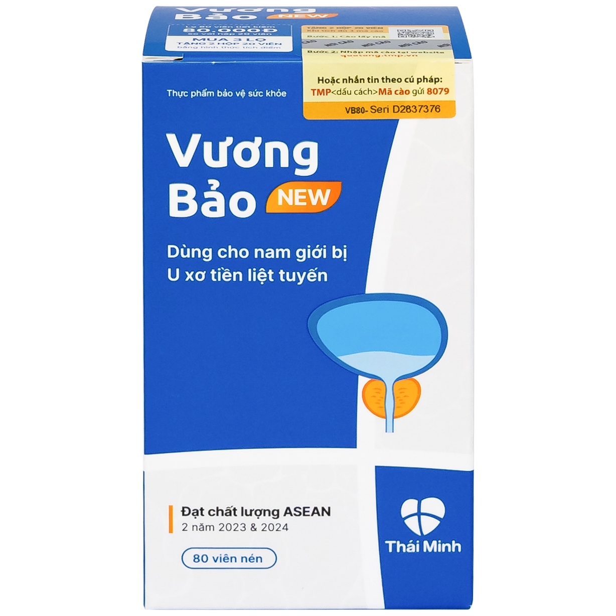 Hình ảnh Viên uống Vương Bảo Thái Minh dùng cho nam giới bị u xơ tiền liệt tuyến (80 viên)
