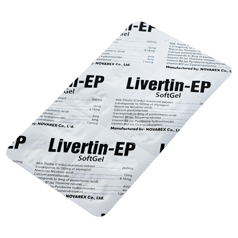 Hình ảnh Viên uống Livertin-EP Novarex bổ sung vitamin B1, B6, B12, niacin, canxi pantothenat cho cơ thể (10 vỉ x 10 viên)