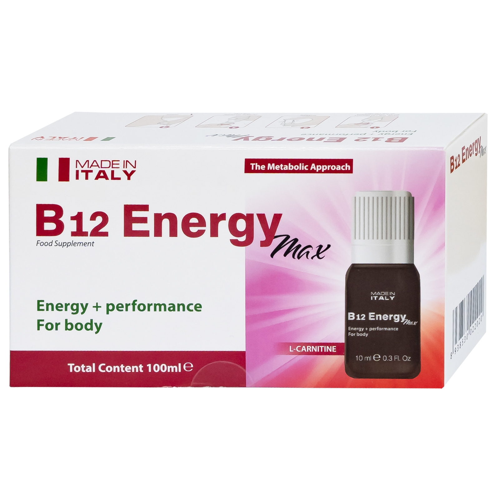 Hình ảnh Dung dịch uống B12 Energy Max Italy bổ sung acid amin và vitamin B12 cho cơ thể (10 lọ x 10ml)