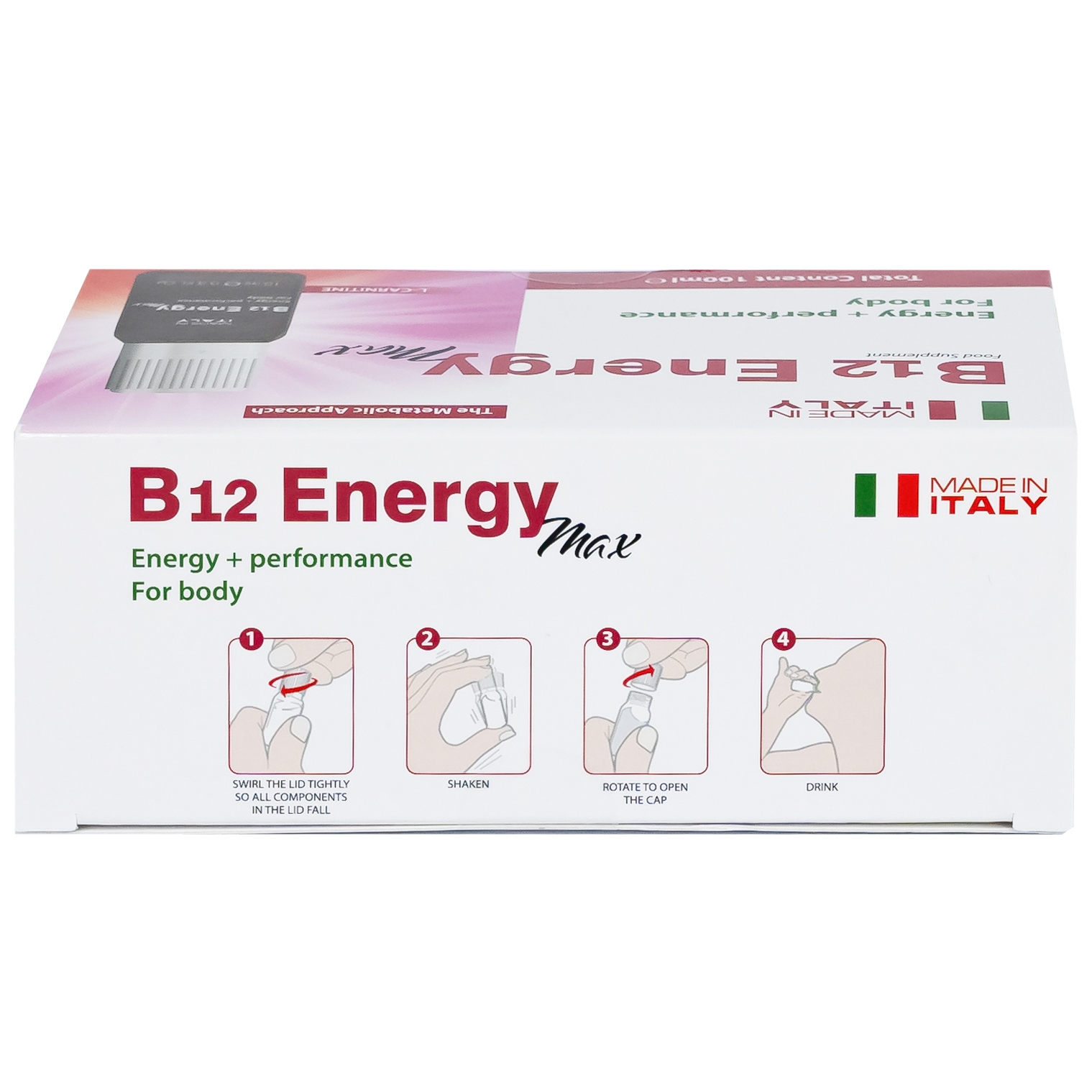 Hình ảnh Dung dịch uống B12 Energy Max Italy bổ sung acid amin và vitamin B12 cho cơ thể (10 lọ x 10ml)