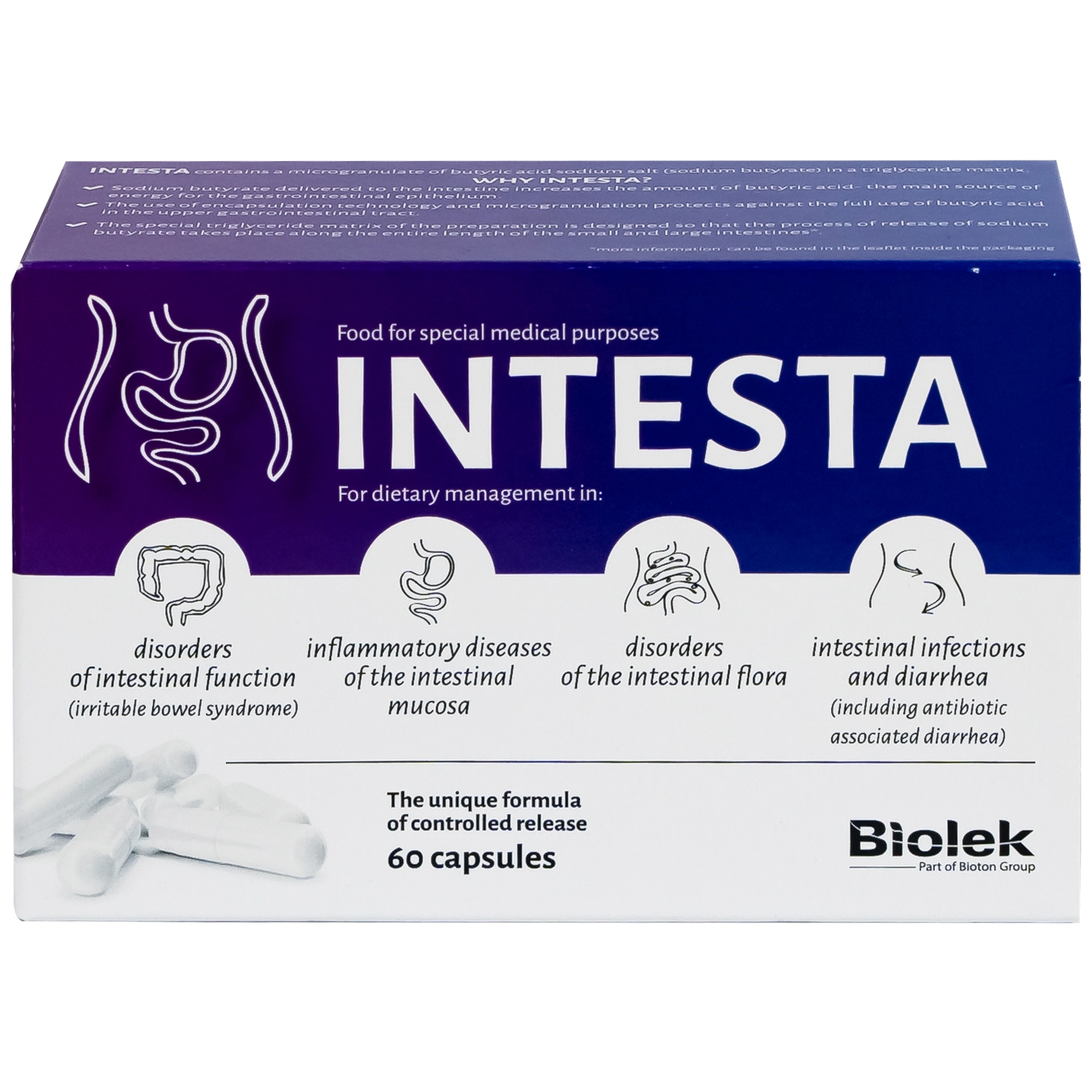 Hình ảnh Viên uống Intesta Biolek 35.7g hỗ trợ điều trị viêm đại tràng (4 vỉ x 15 viên)