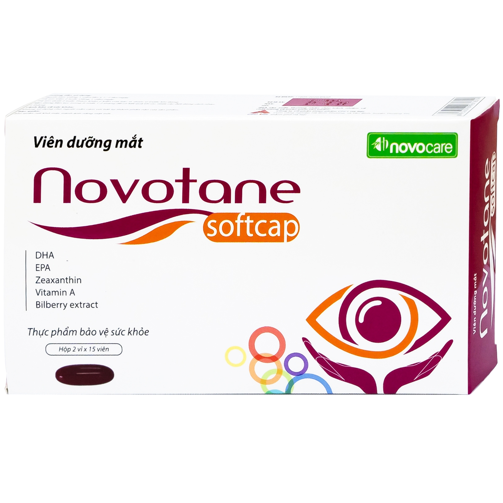 Hình ảnh Viên uống Novotane Softcap Novocare bổ sung các thành phần dưỡng chất cho mắt DHA, EPA, Vitamin A (2 vỉ x 15 viên)