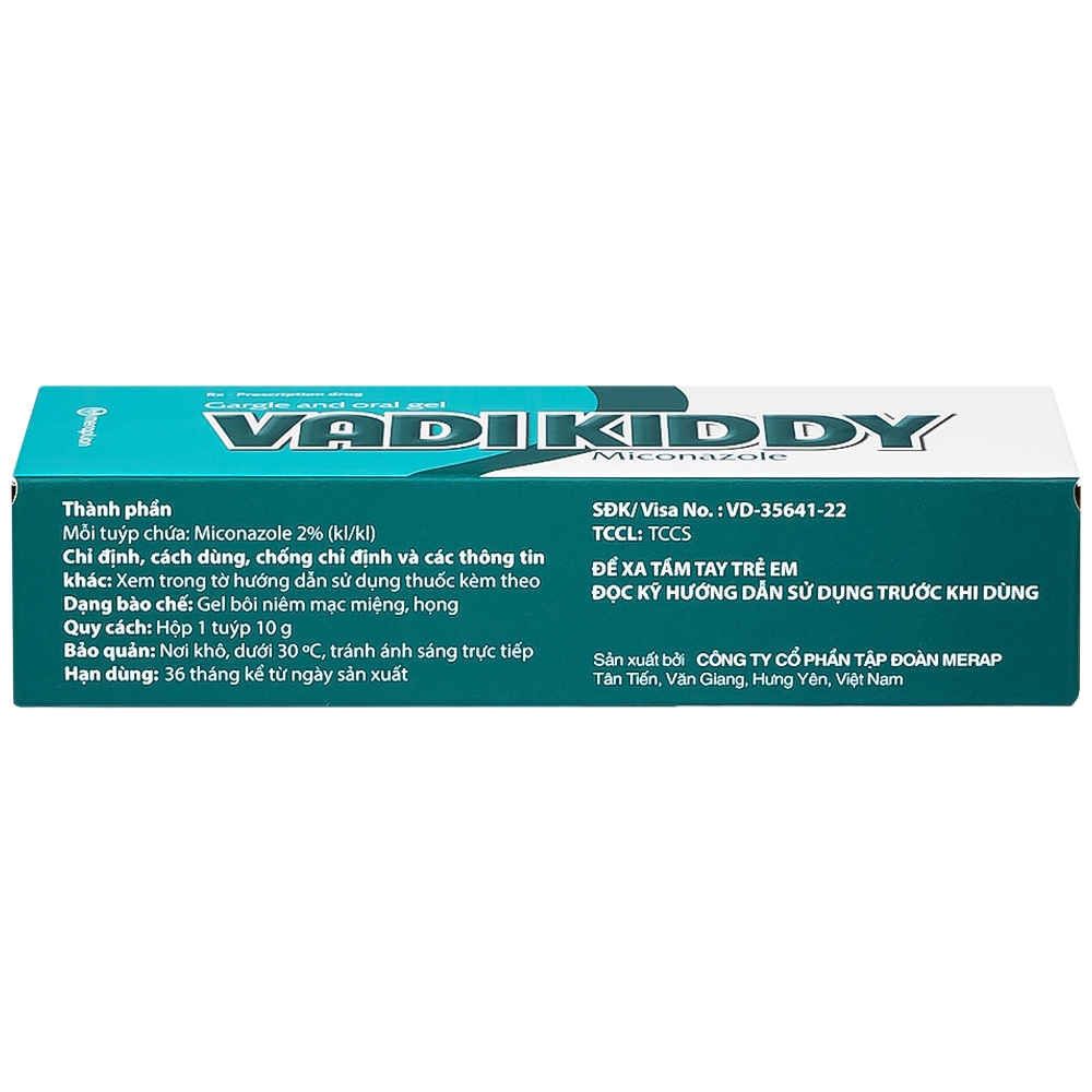 Hình ảnh Gel niêm mạc miệng họng Vadikddy 10g Merap Gel điều trị nấm candida