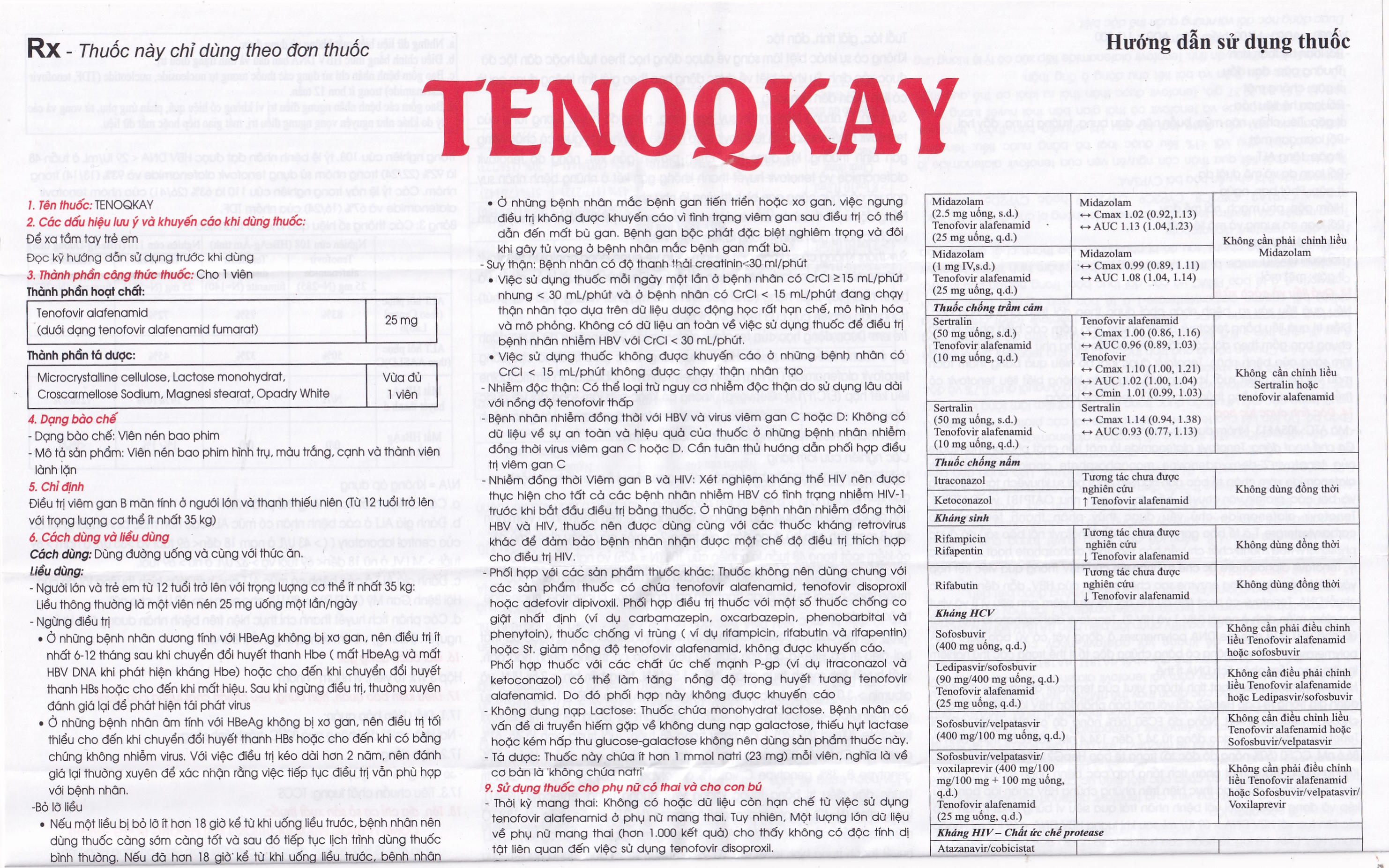 Hình ảnh Thuốc Tenoqkay 25mg Phương Đông điều trị bệnh viêm gan siêu vi B mạn tính (3 vỉ x 10 viên)