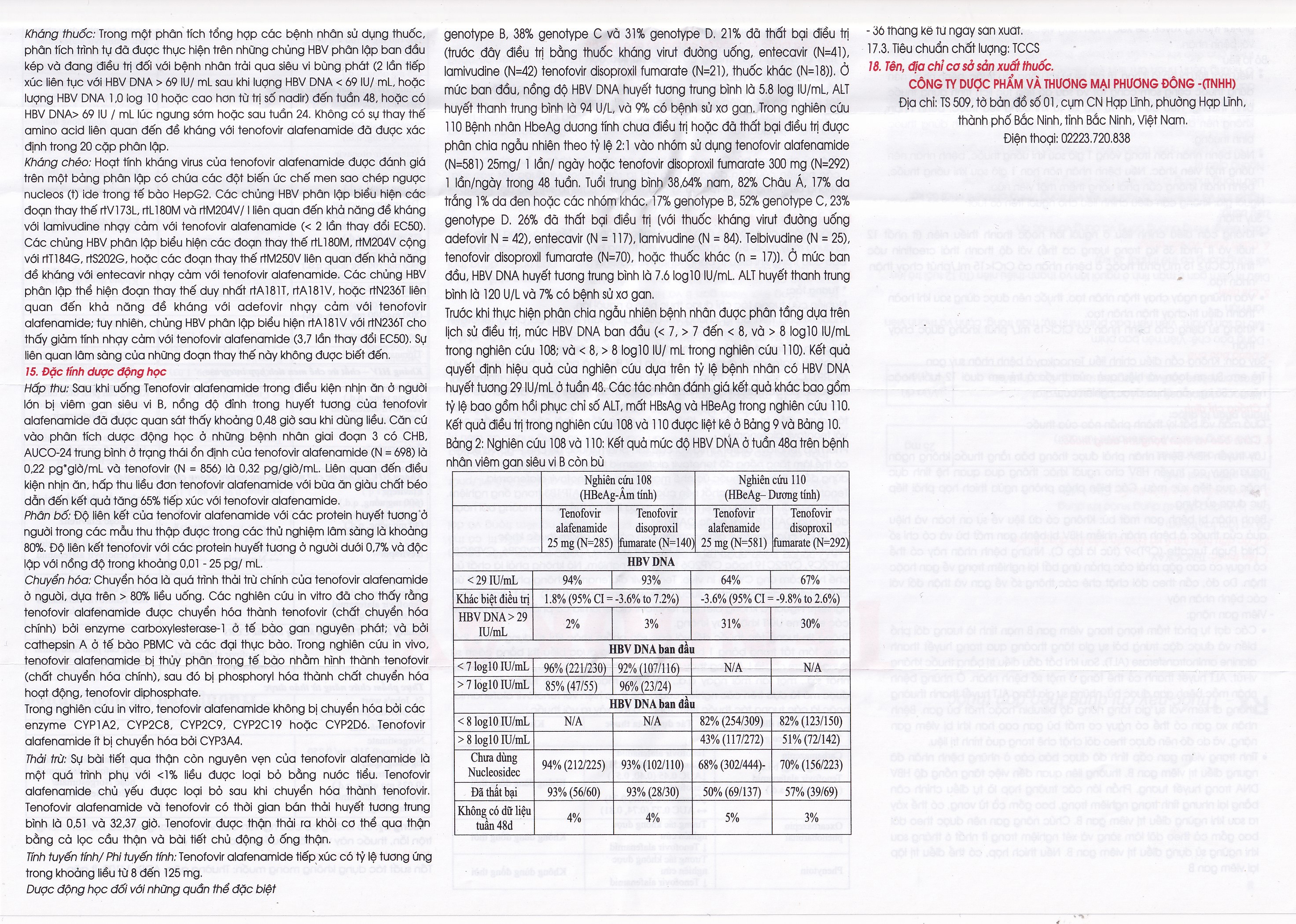 Hình ảnh Thuốc Tenoqkay 25mg Phương Đông điều trị bệnh viêm gan siêu vi B mạn tính (3 vỉ x 10 viên)