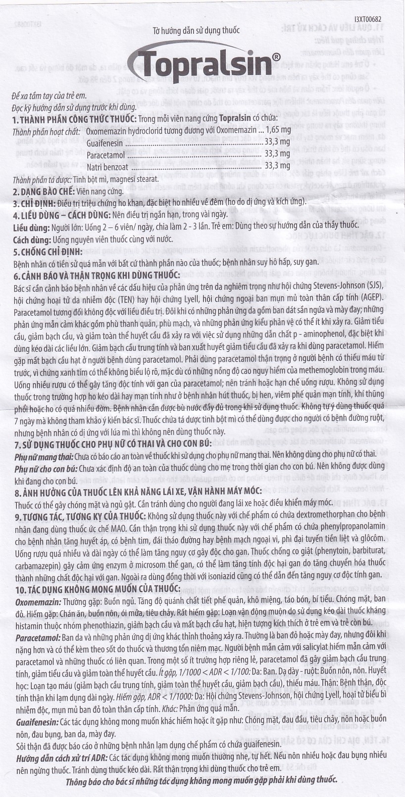 Hình ảnh Thuốc Topralsin Benovas điều trị triệu chứng ho khan, ho do dị ứng và kích ứng (24 viên)